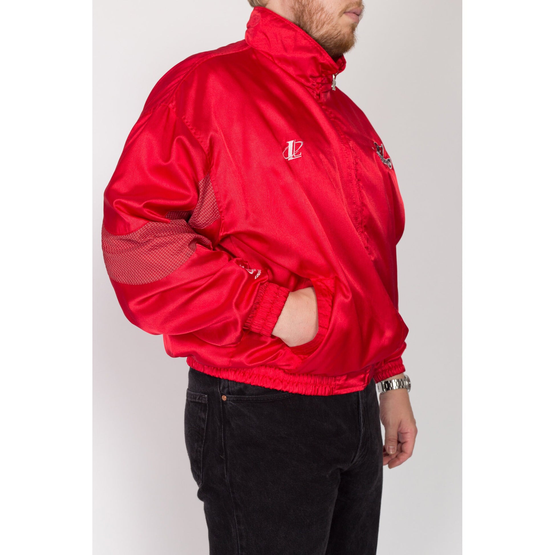 2X 90s Tampa Bay Buccaneers NFL Pro Line Red Satin Jacket | Vintage Logo Athletic Football Windbreaker
