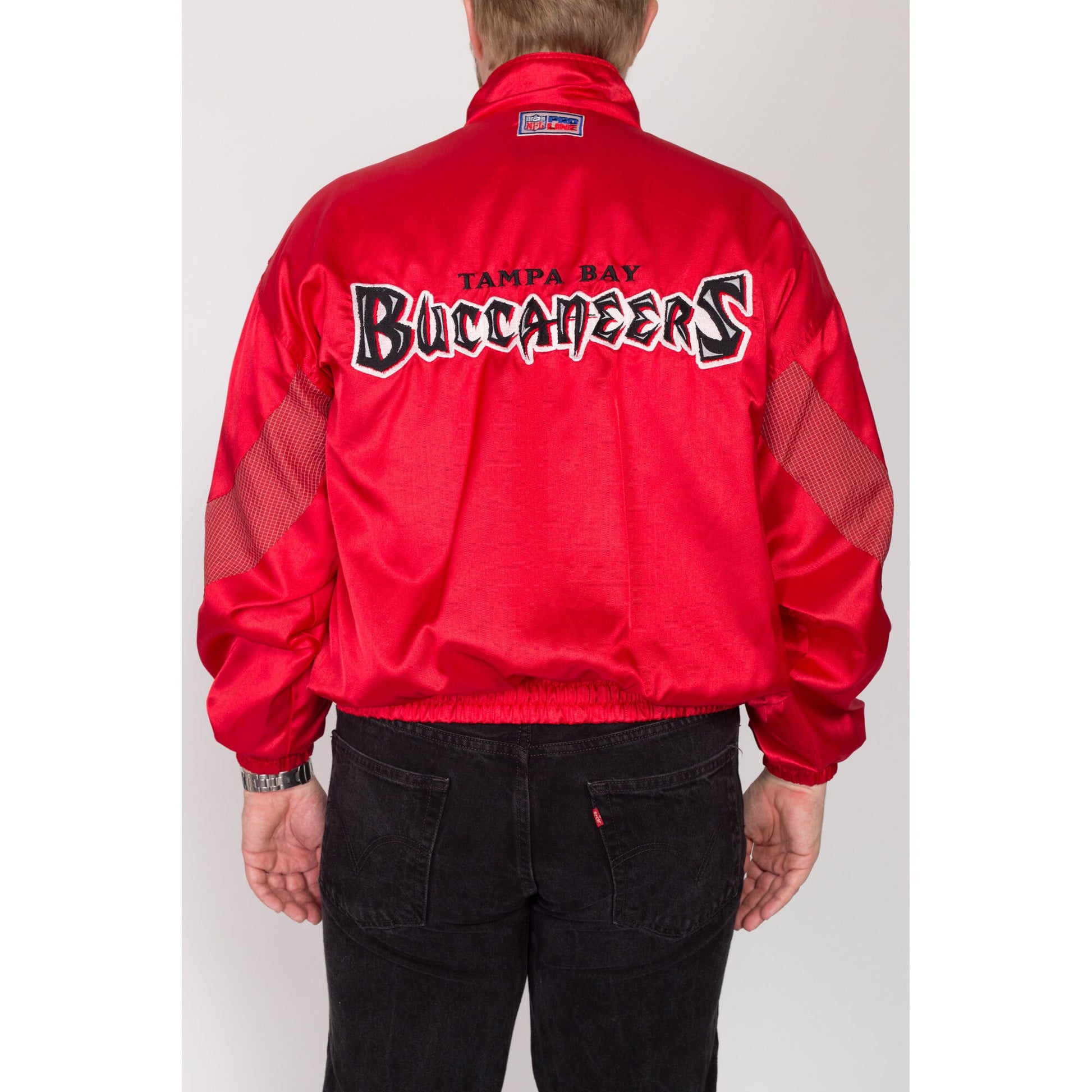 2X 90s Tampa Bay Buccaneers NFL Pro Line Red Satin Jacket | Vintage Logo Athletic Football Windbreaker