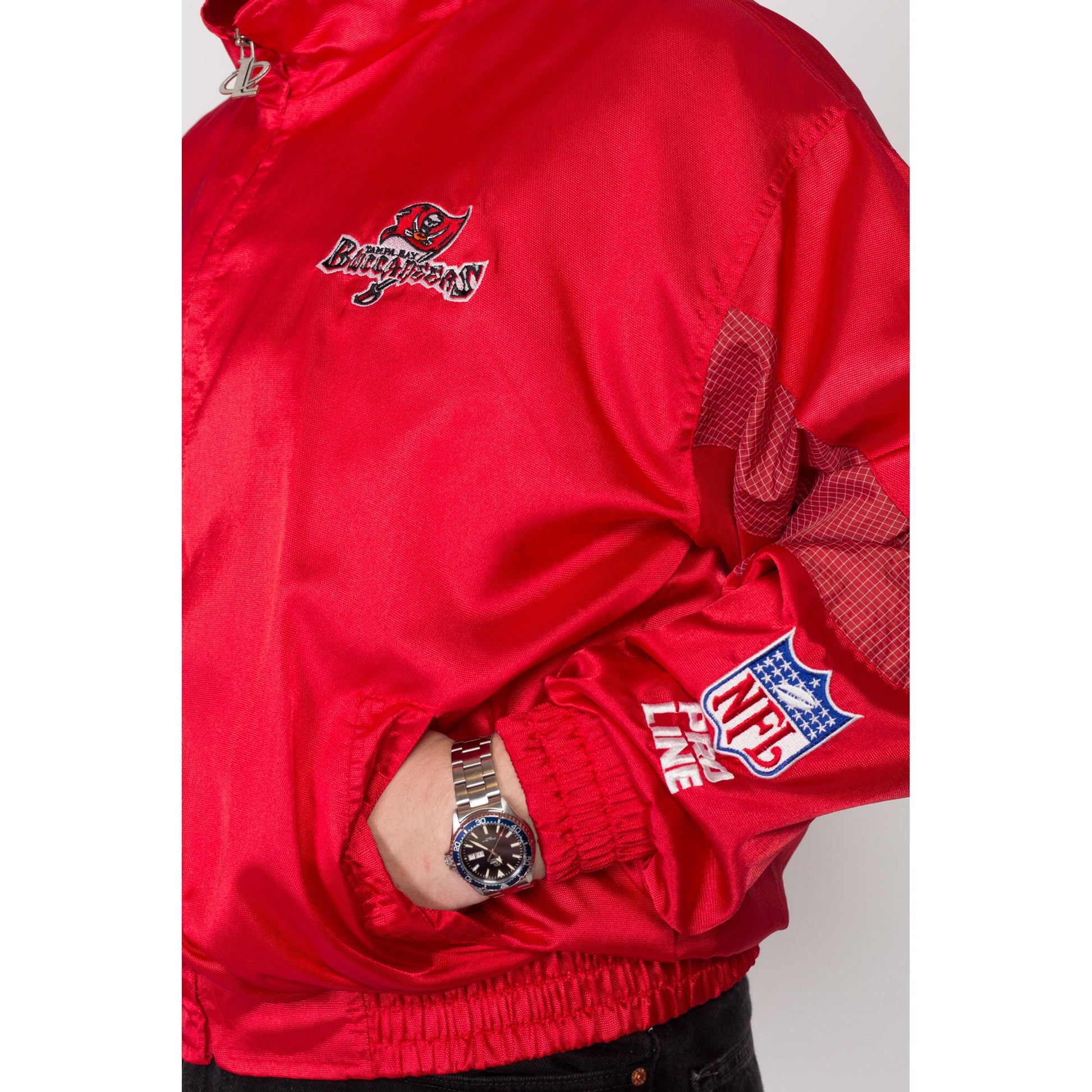 2X 90s Tampa Bay Buccaneers NFL Pro Line Red Satin Jacket | Vintage Logo Athletic Football Windbreaker