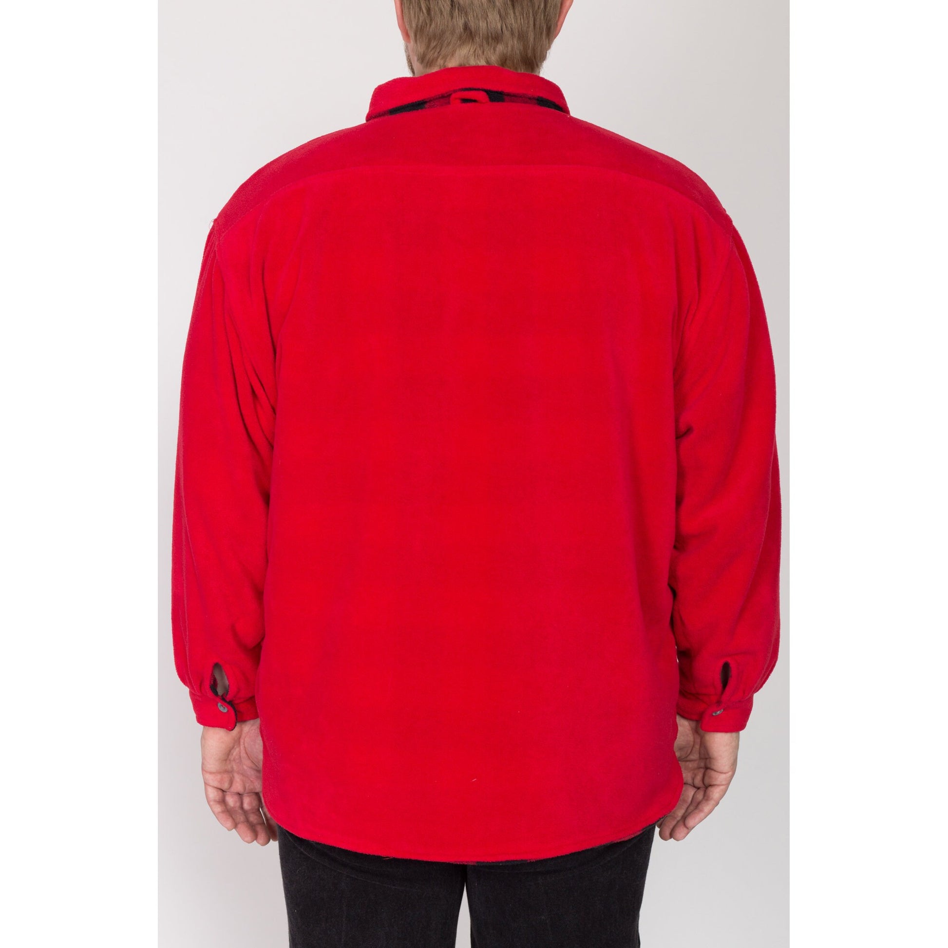 2X 90s Marlboro Reversible Fleece Sweatshirt | Vintage Red Black Buffalo Plaid Half Zip Pullover Overshirt
