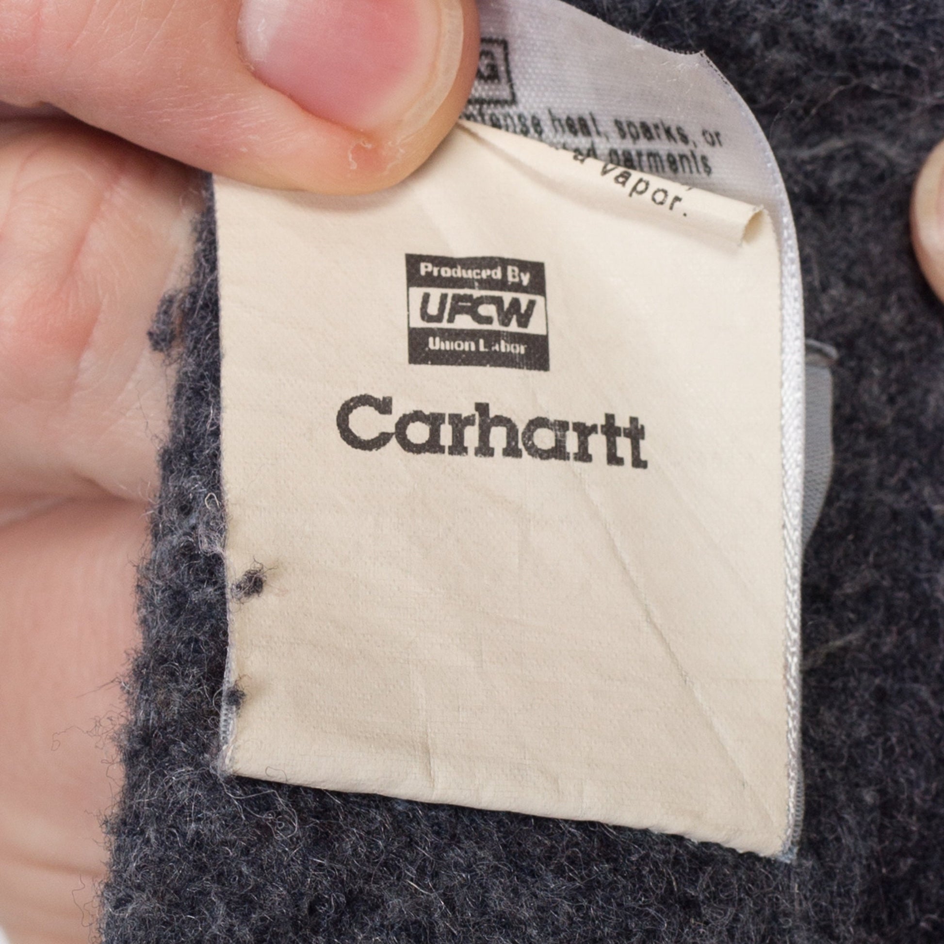 XL 90s Carhartt Denim Blanket Lined Chore Coat | Vintage Union Made In USA Corduroy Collar Workwear Jean Jacket