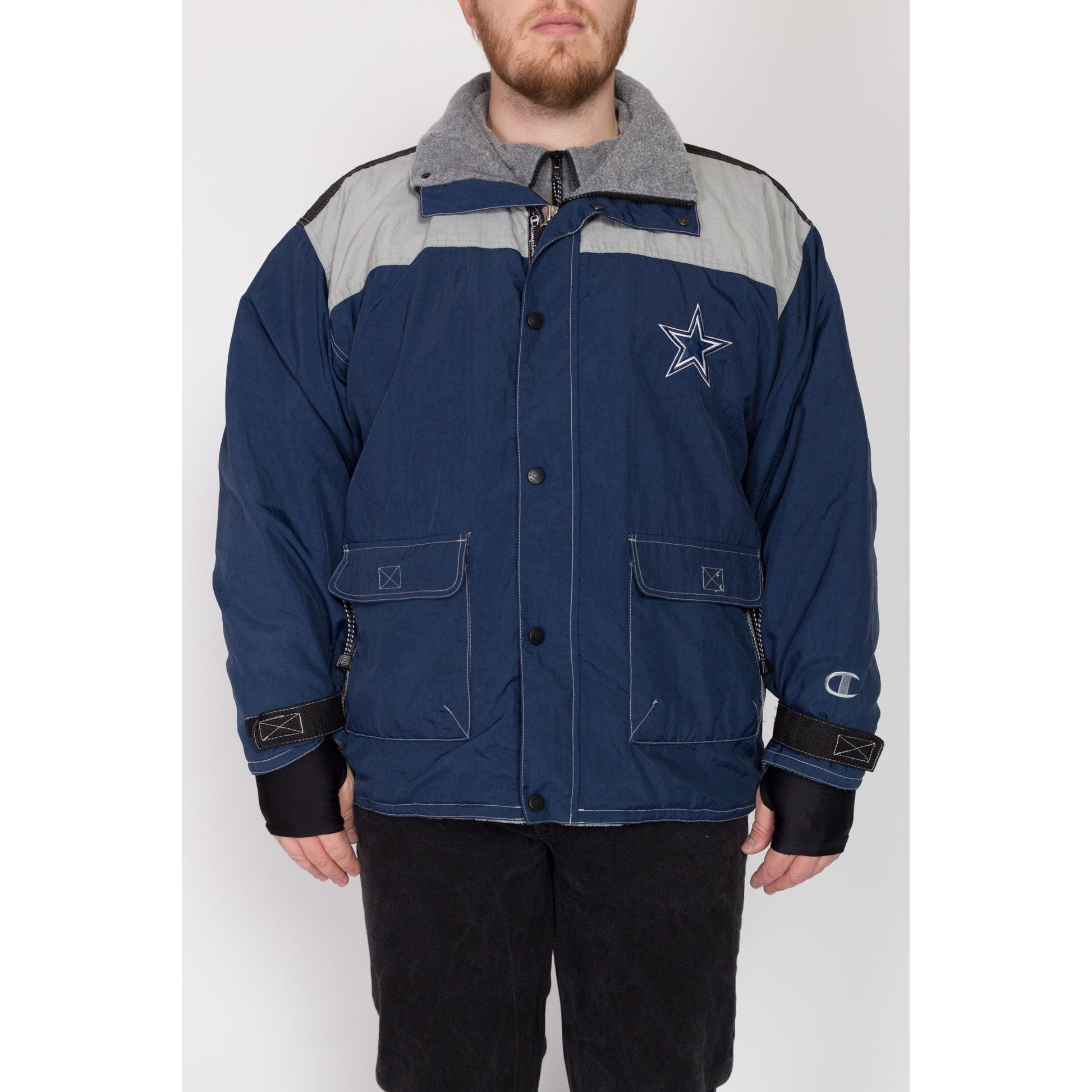 2X 90s Dallas Cowboys Champion Jacket | Vintage NFL Football Zip Up Windbreaker Winter Coat