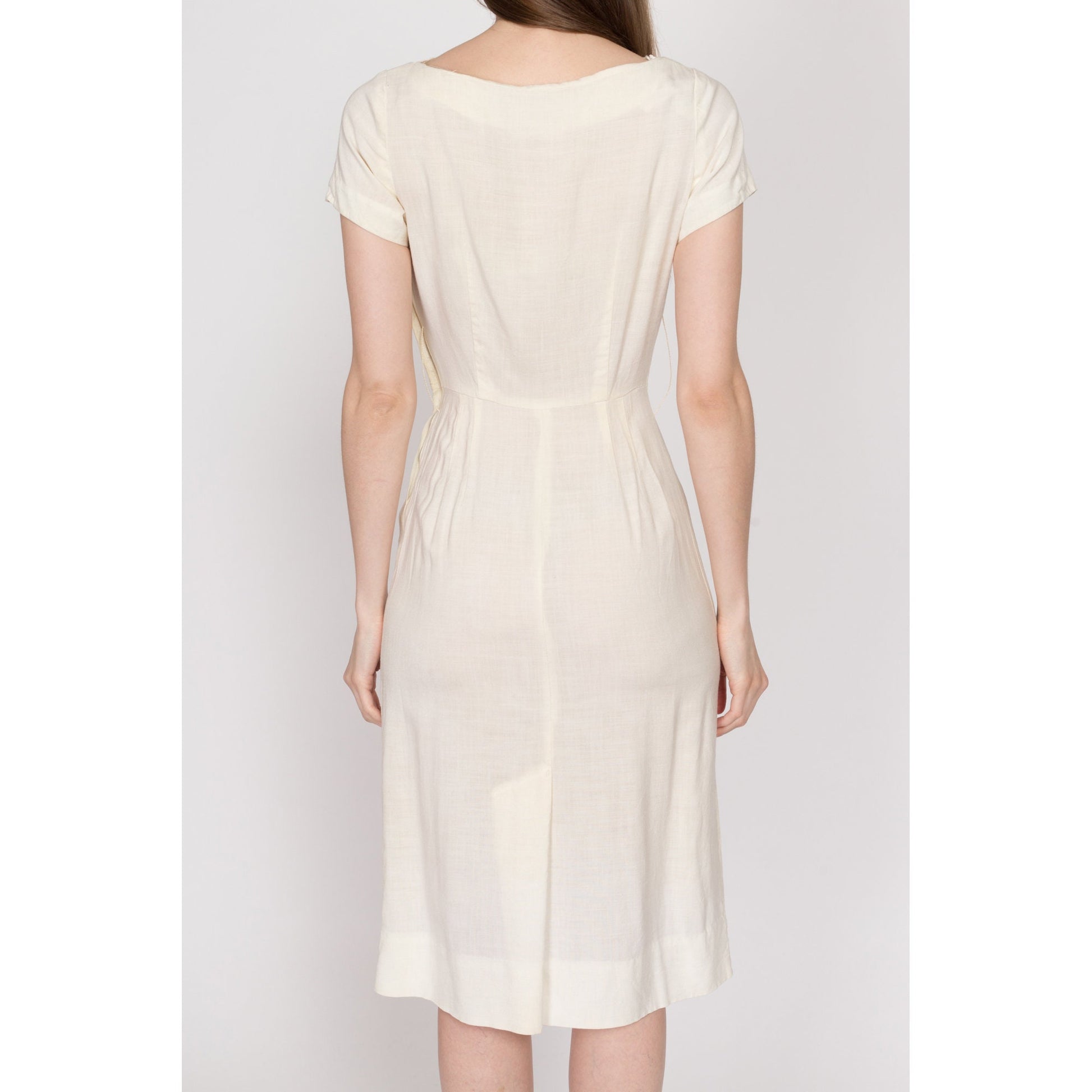 XS 1950s Ivory Midi Sheath Dress XS 1950s Ivory Midi Sheath Dress