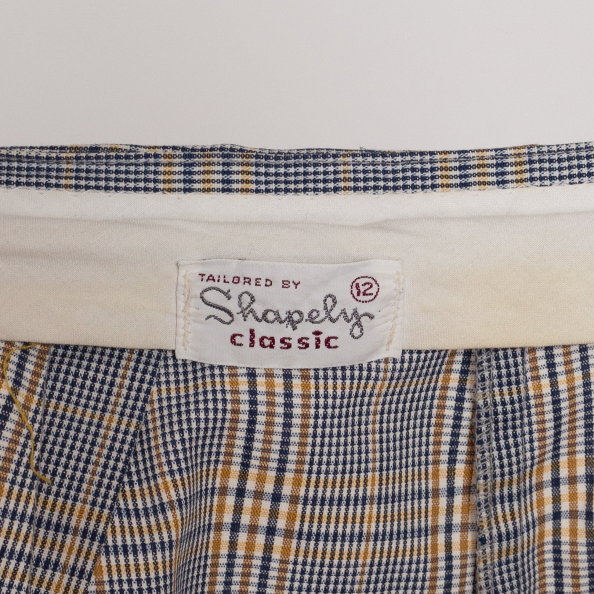 XS 60s Blue & Yellow Plaid High Waisted Shorts 23"-25" | Retro Vintage Curvy Hourglass Fit Bermuda Shorts