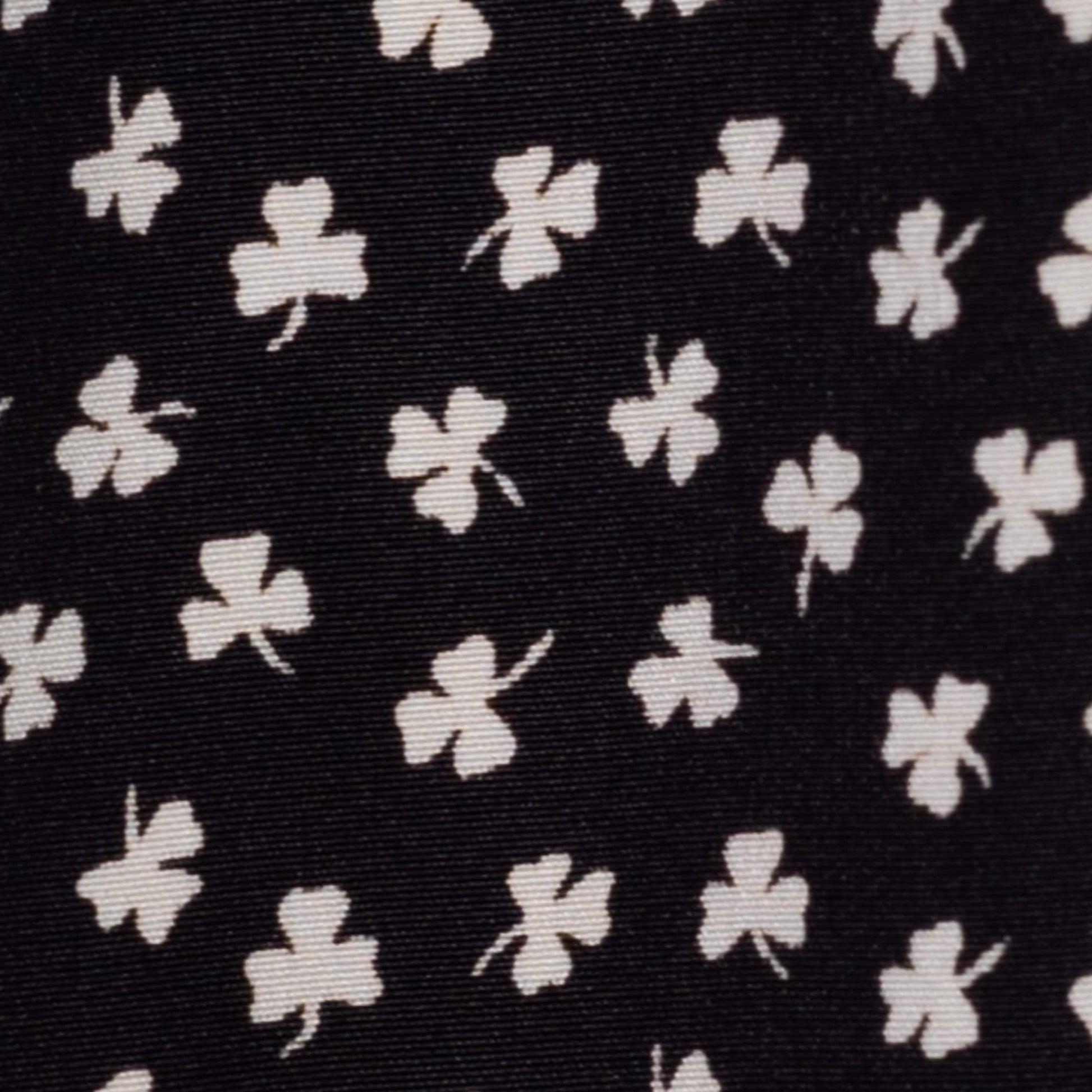 Small 80s Black & White Clover Print Mini Dress | Vintage Rockabilly Fit Flare Fitted Waist V Neck Dress