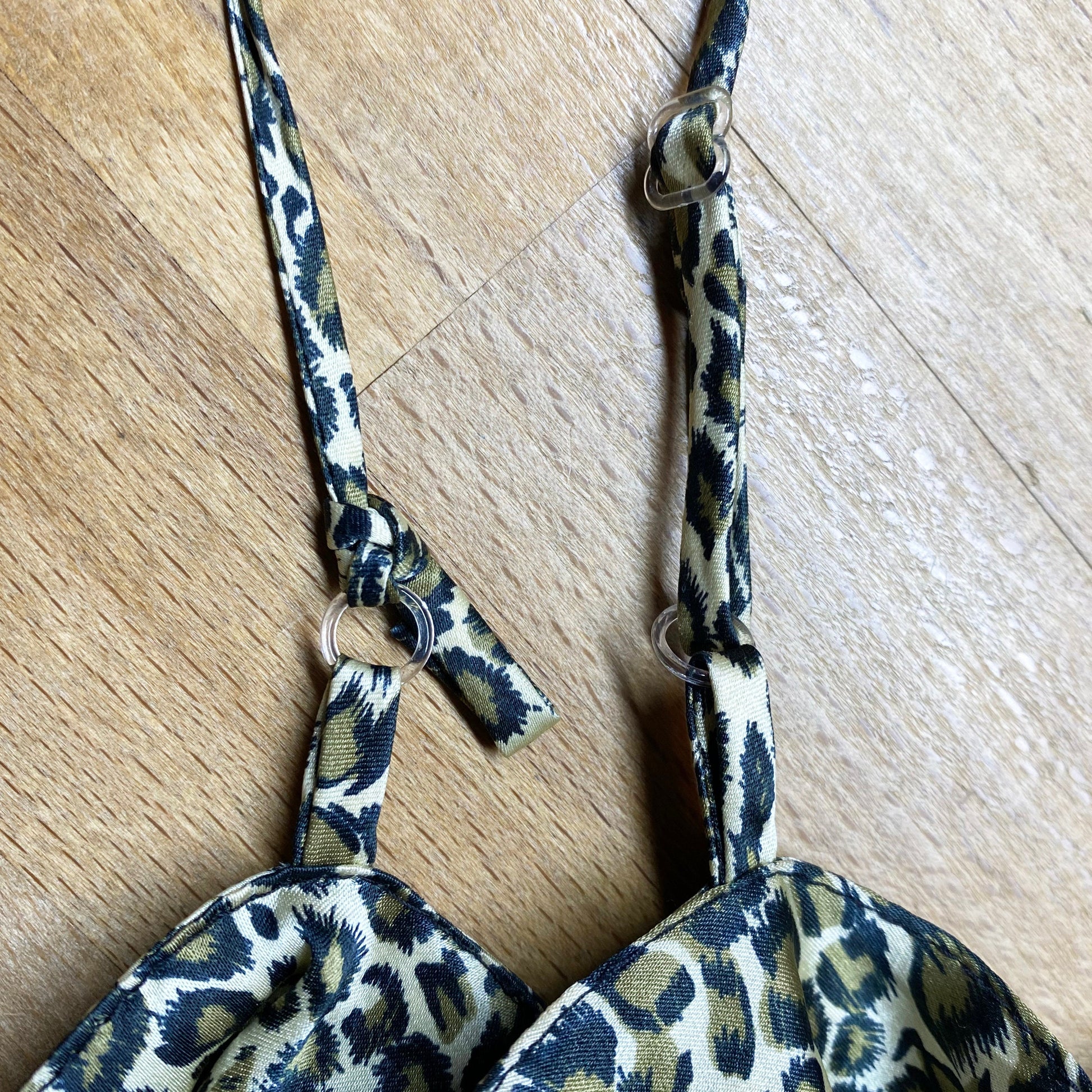 Large 90s Silk Leopard Print Camisole | Vintage Low Back Satin Lingerie Slip Top