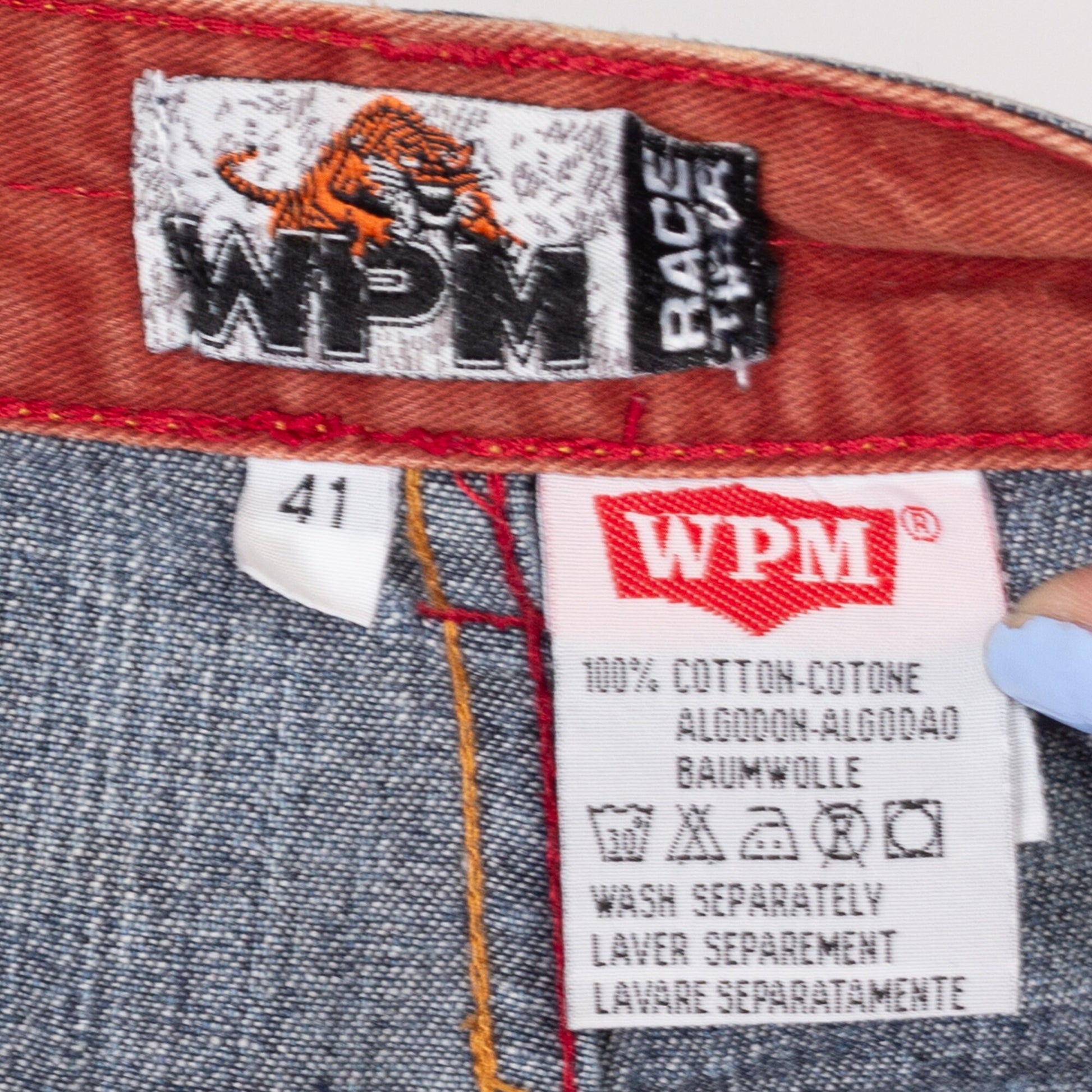 Medium 90s Faded Denim Motocross Patch Jeans | Vintage Streetwear Straight Leg Moto Jeans