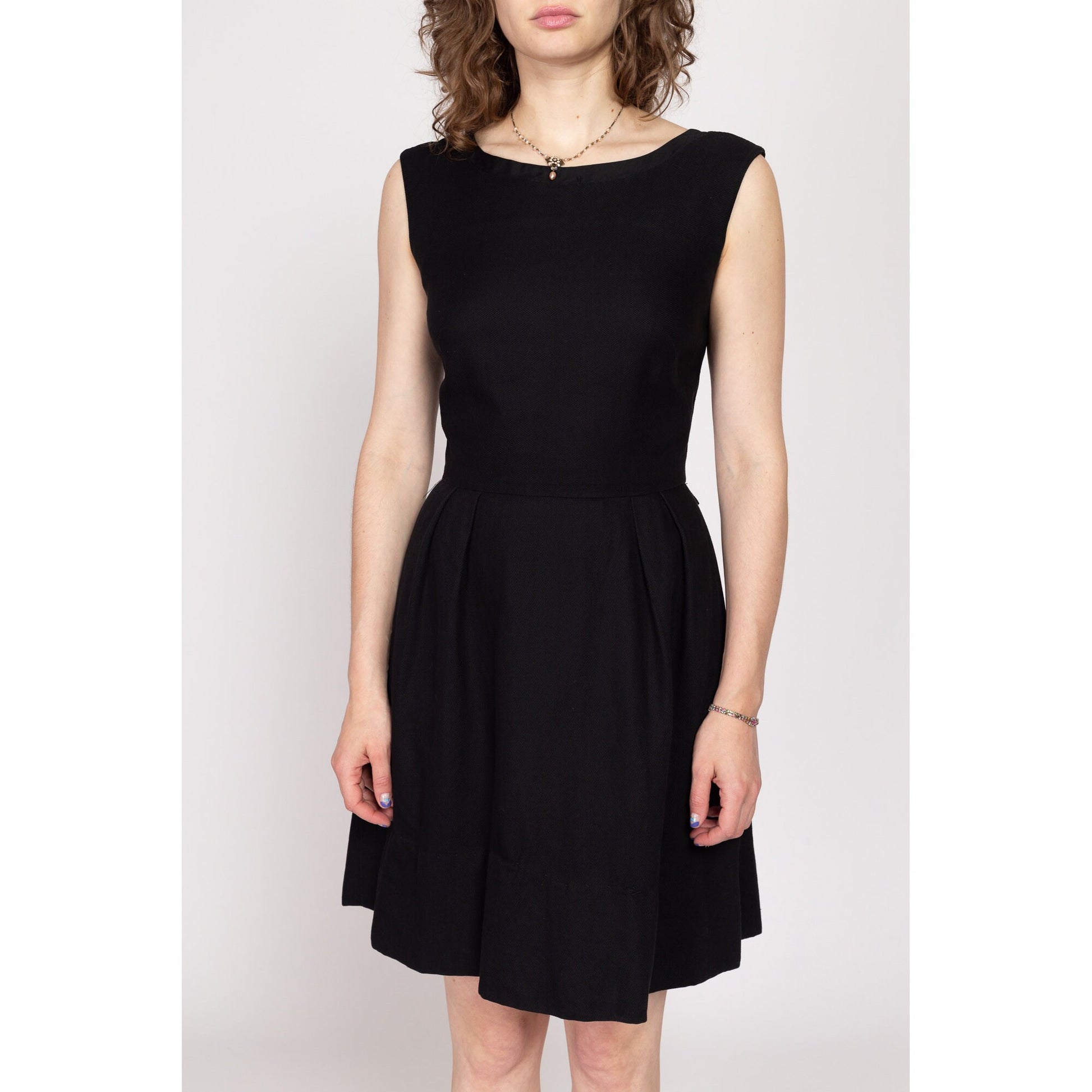 Small 1950s Nelly John Little Black Dress & Bolero Set | Vintage 50s Matching Mini Dress Jacket Two Piece Set