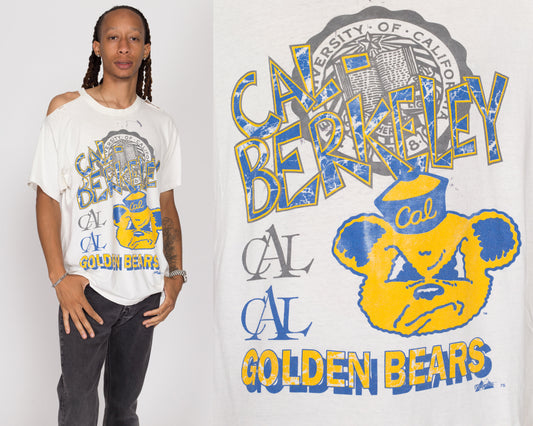 XL 90s UC Berkeley Golden Bears Distressed T Shirt | Vintage California Mascot Graphic College Tee