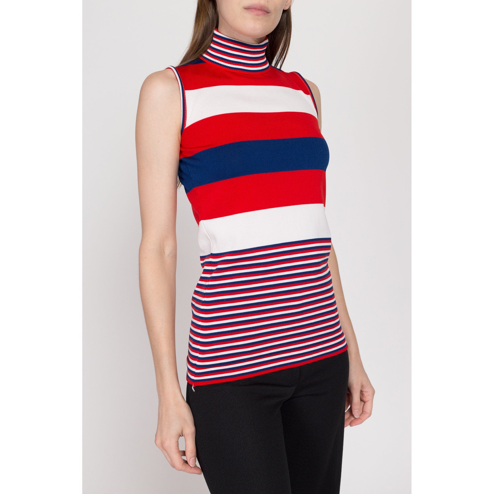 Xs 70s Mod Striped Turtleneck Top