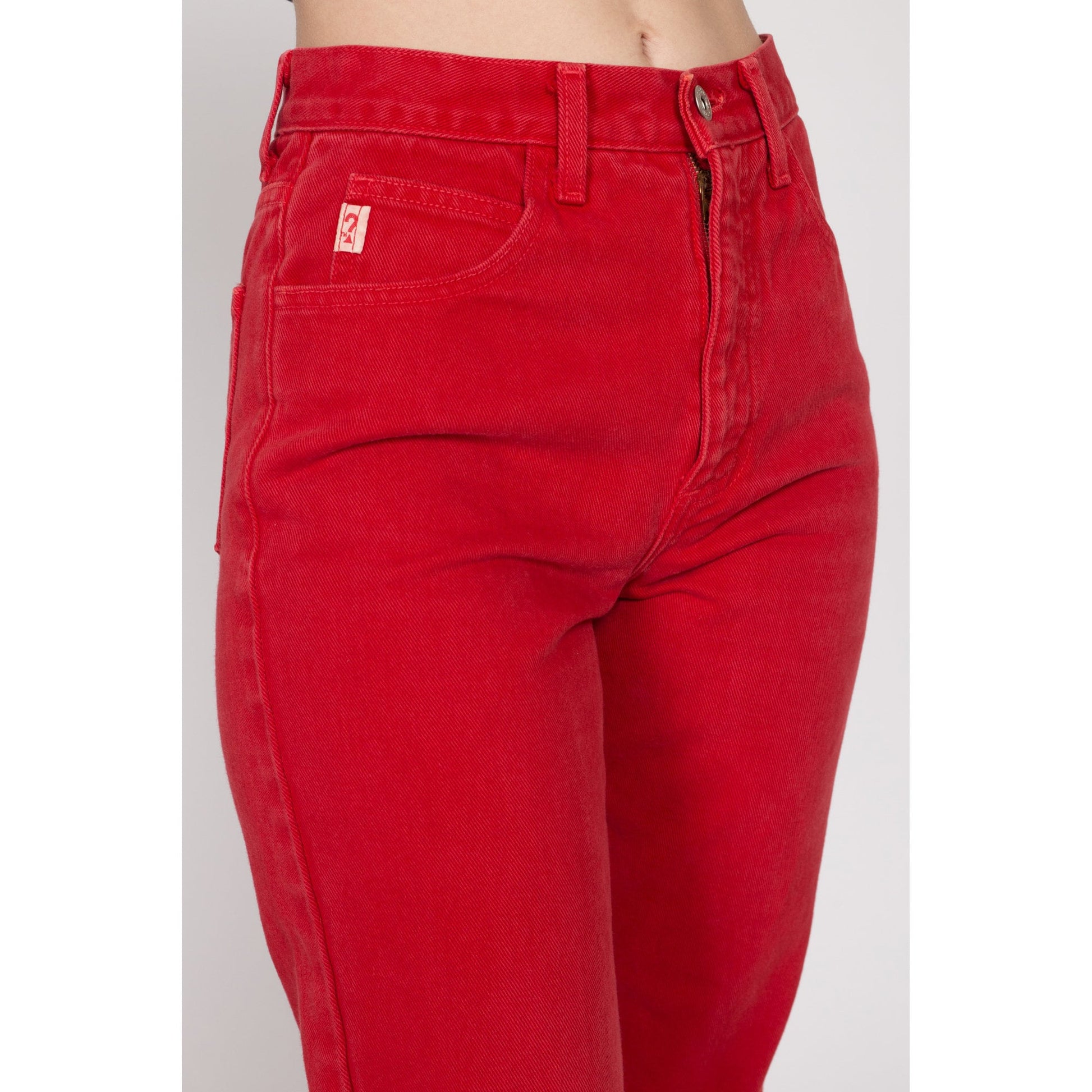Small 90s Guess Red High Waisted Jeans 26.5" | Vintage Denim Tapered Leg Mom Jeans