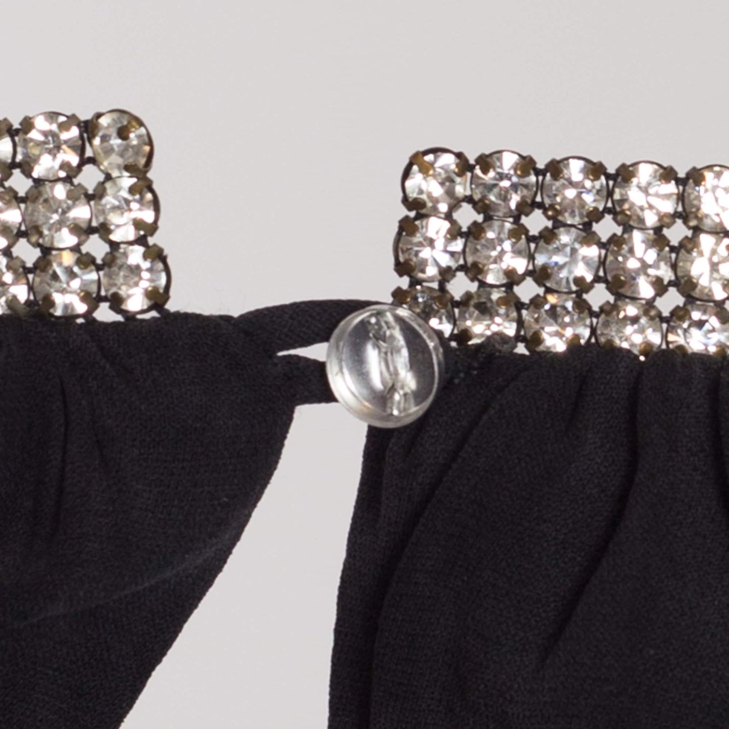 Medium Y2K Trina Turk Black Rhinestone Collar Top | Vintage Sleeveless Jeweled Halter Blouse