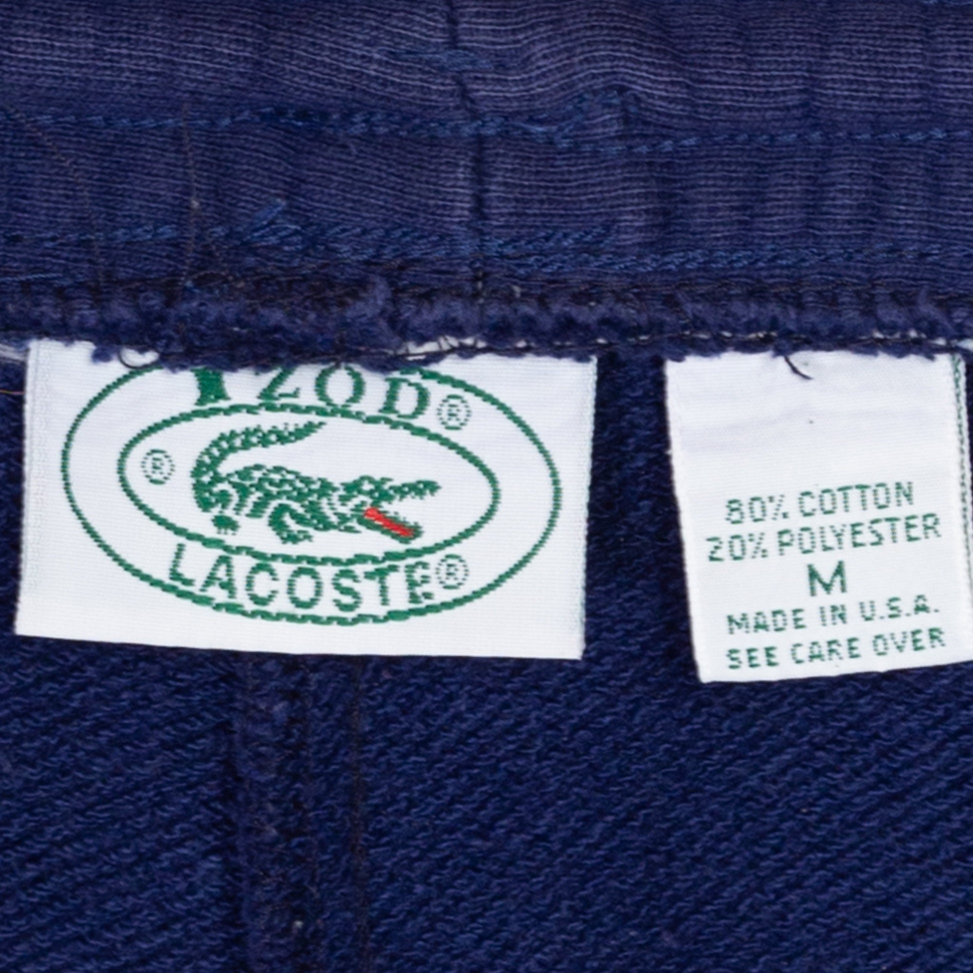 Med-Lrg 80s Izod Lacoste Color Block Sweatpants | Vintage Navy Blue Teal Athletic Wear Joggers Track Pants