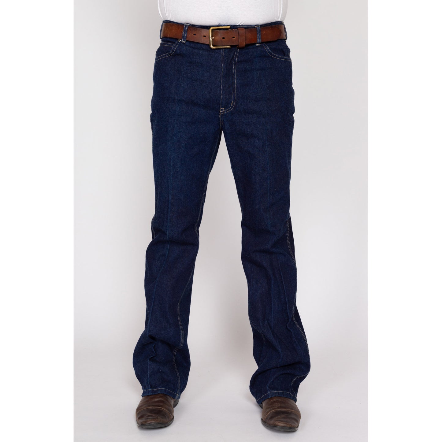 32L 70s 80s Youngbloods Dark Wash Bootcut Jeans, Deadstock | Retro Vintage Western Denim