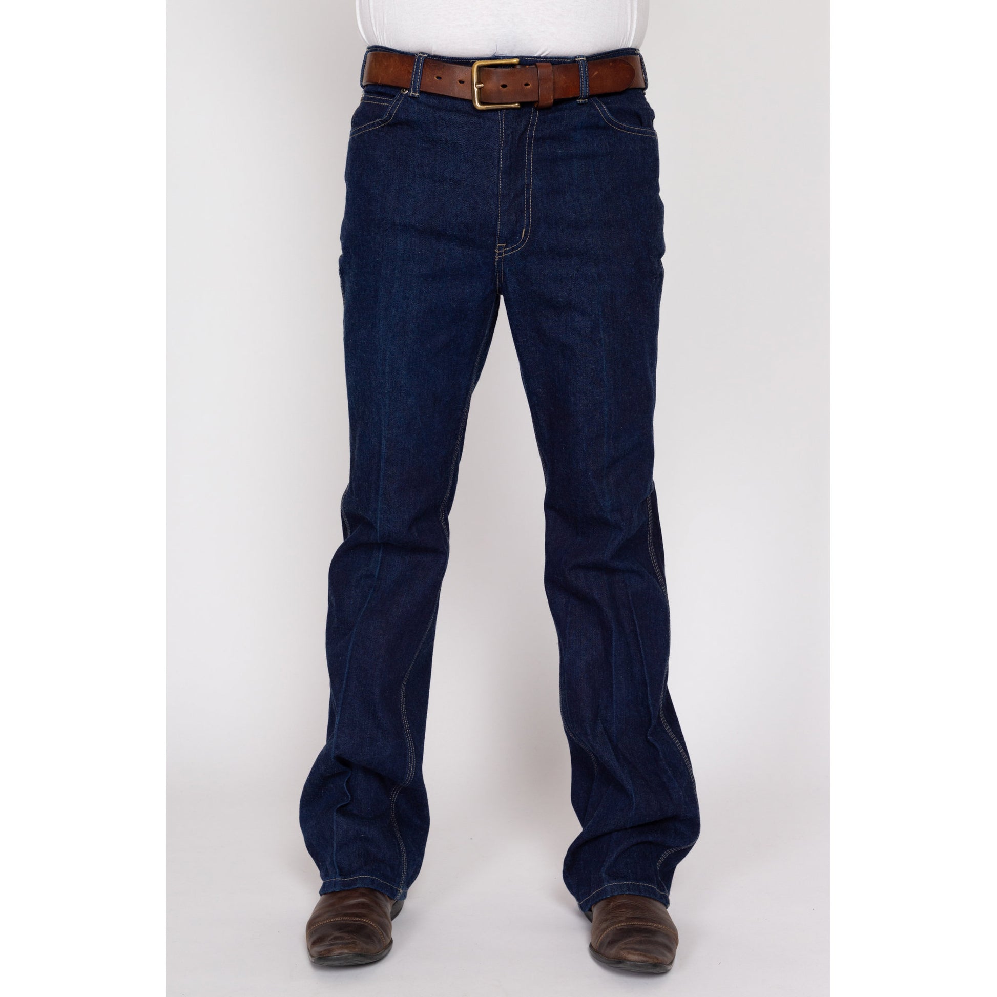 32L 70s 80s Youngbloods Dark Wash Bootcut Jeans, Deadstock | Retro Vintage Western Denim