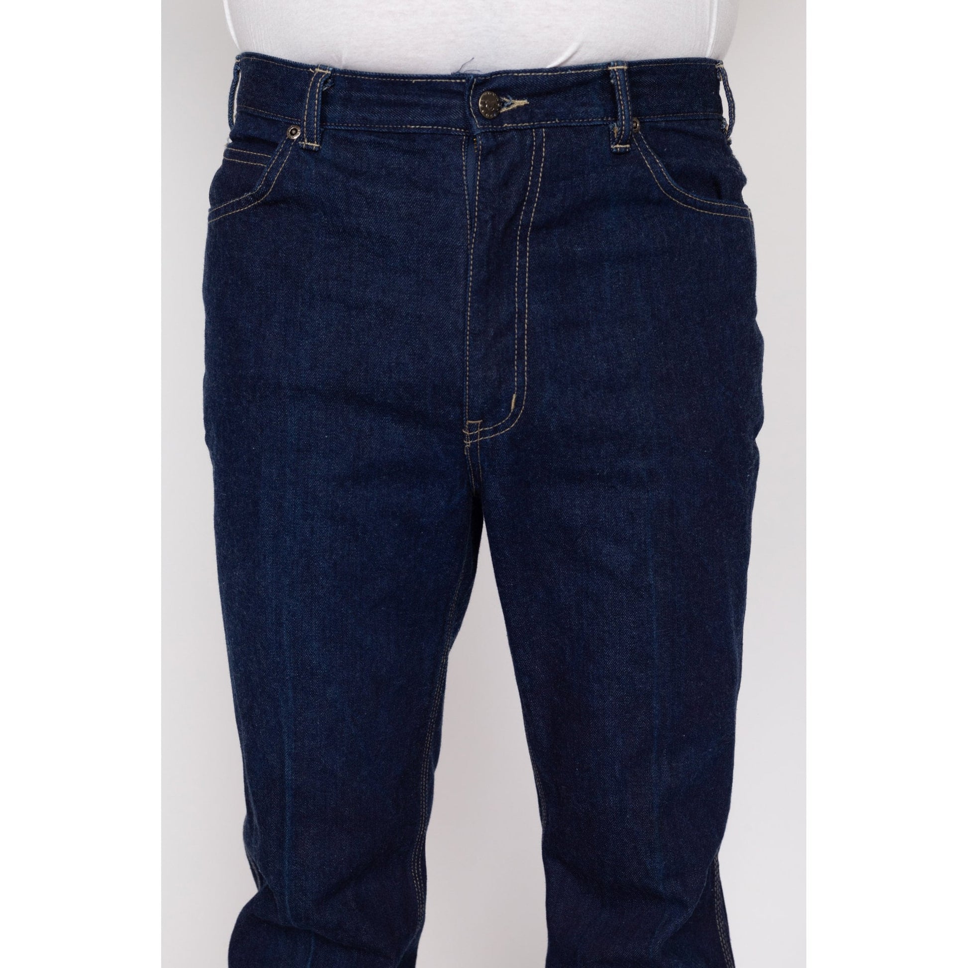 32L 70s 80s Youngbloods Dark Wash Bootcut Jeans, Deadstock | Retro Vintage Western Denim