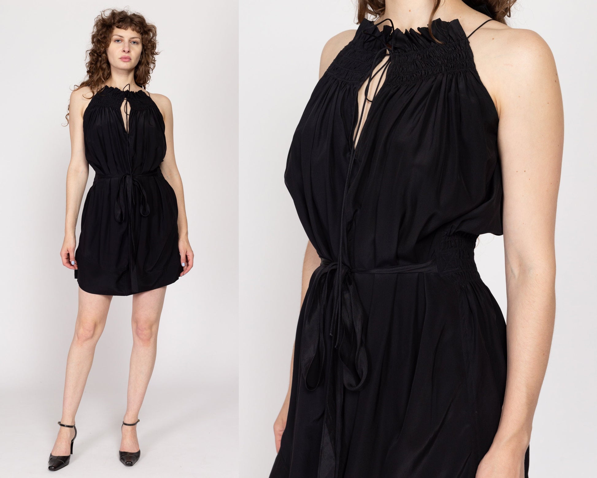 XS-Med Y2K Marc Jacobs Black Silk Mini Dress | Vintage Keyhole Neck Cocktail Party Dress