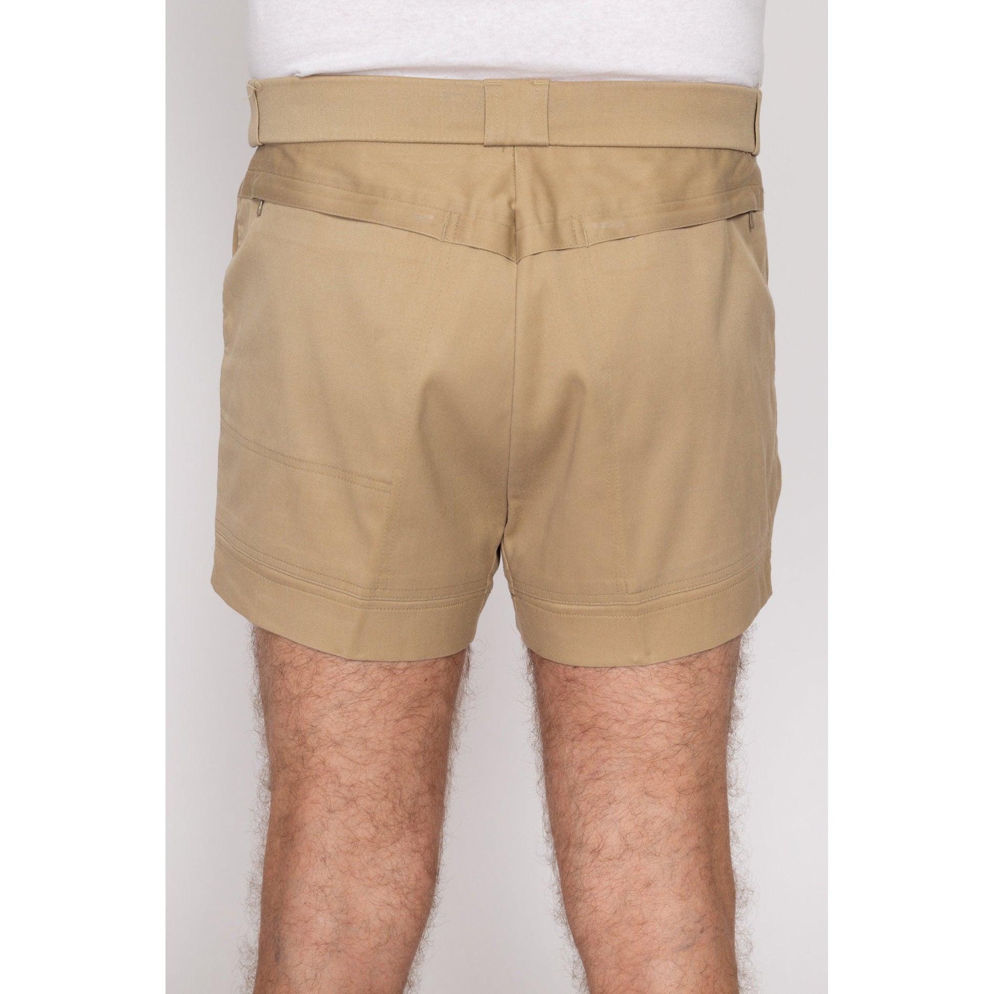 36" Waist 80s Sportif Khaki Cargo Shorts | Vintage Mini Utility Shorts
