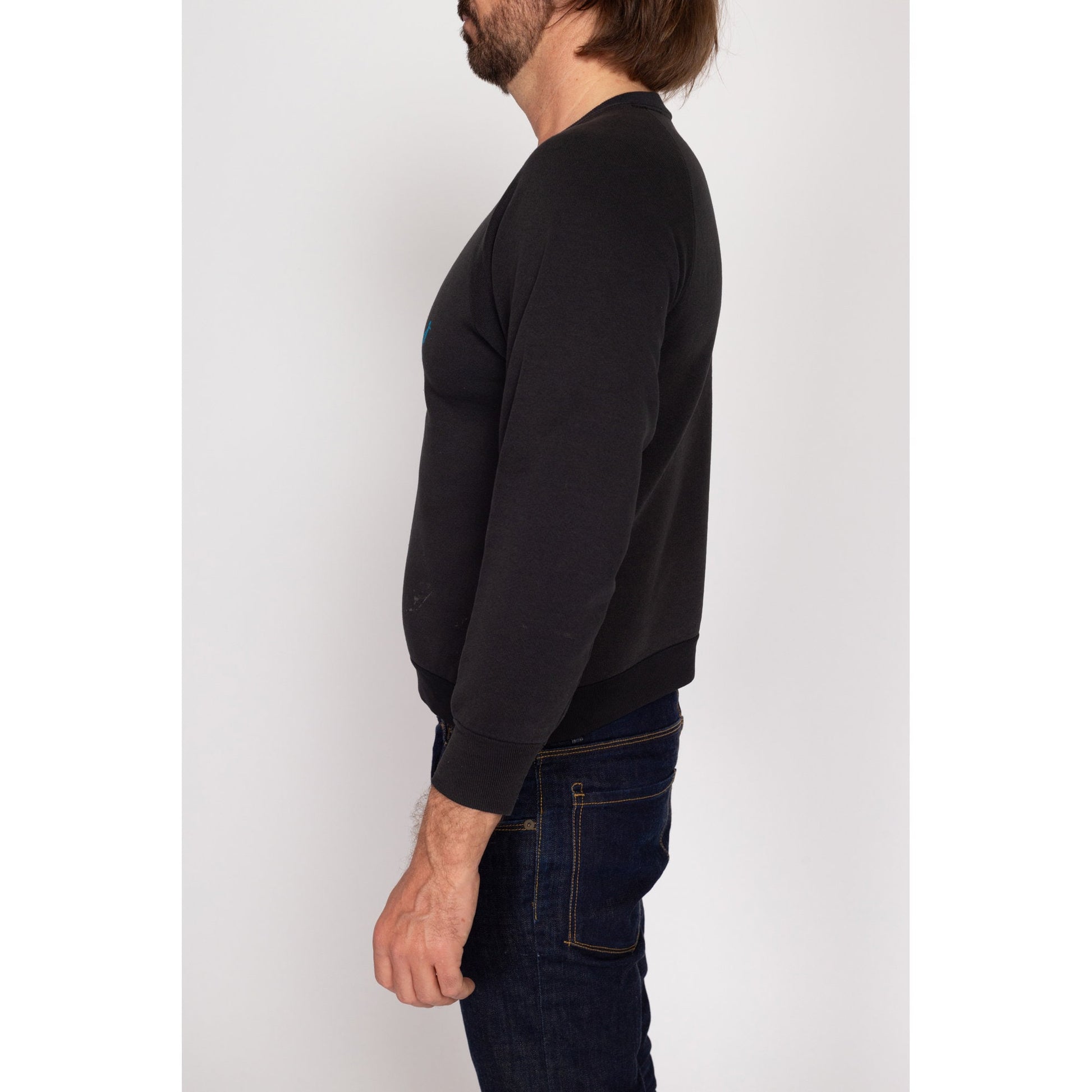 Small 80s Chaparral Bird Sweatshirt | Vintage Black Raglan Sleeve Graphic Crewneck