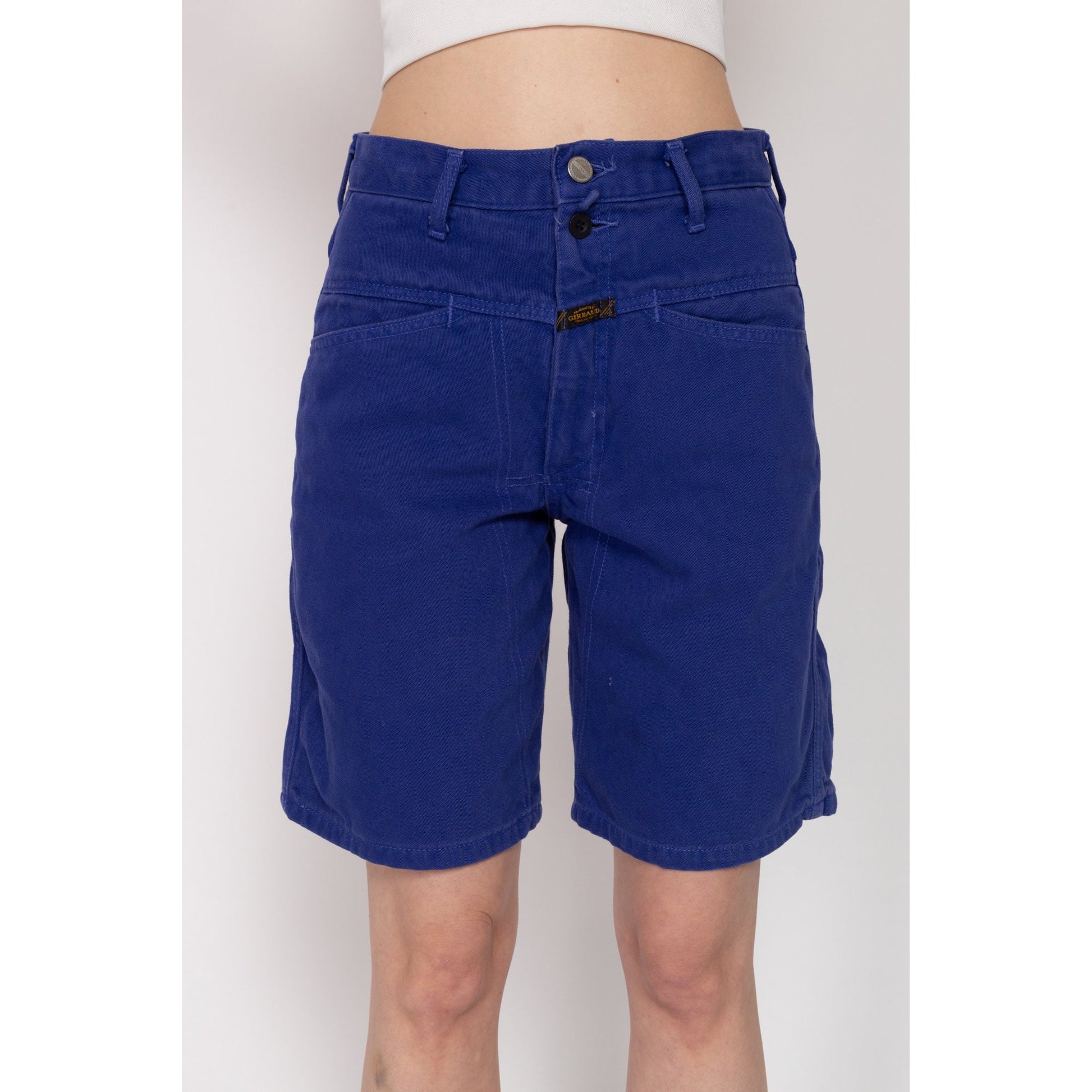 XS 90s Marithe Francois Girbaud Royal Blue Jean Shorts 25" | Vintage High Waisted Denim Mom Shorts