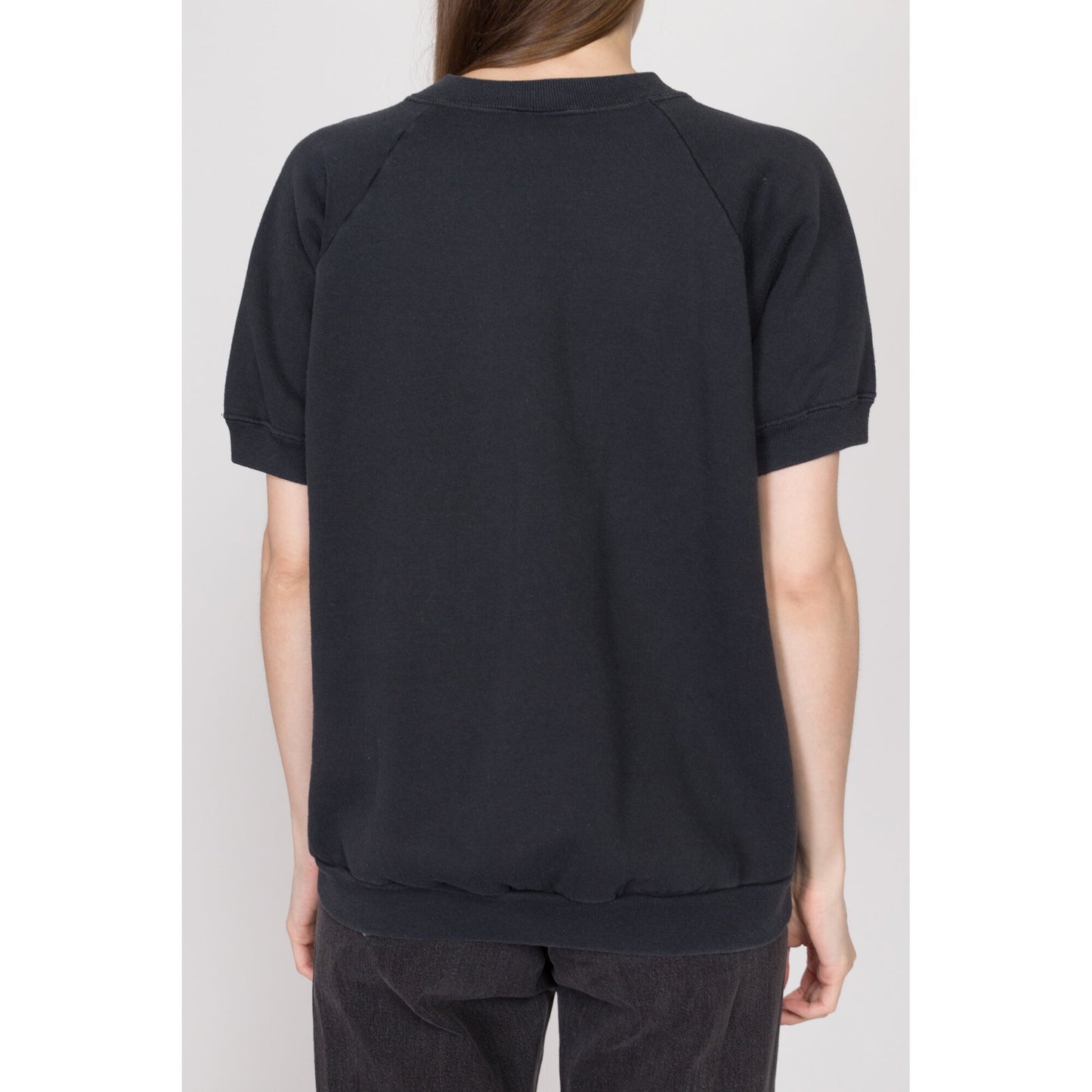 XL 90s Kokopelli Black Short Sleeve Sweatshirt | Vintage Art Print Raglan Crewneck