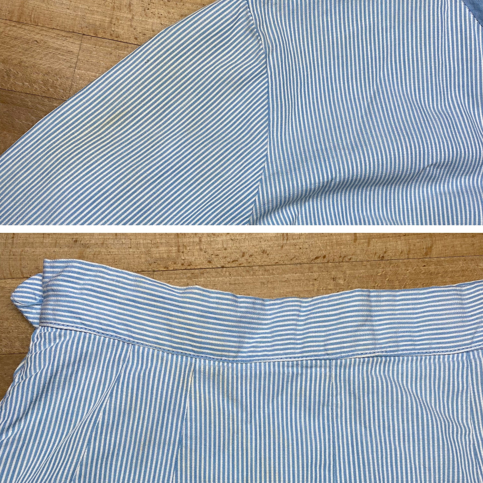 Petite XS 60s Blue & White Pinstriped Seersucker Skirt Set, As Is | Vintage Blazer Midi Skirt Matching Two Piece Suit Outfit