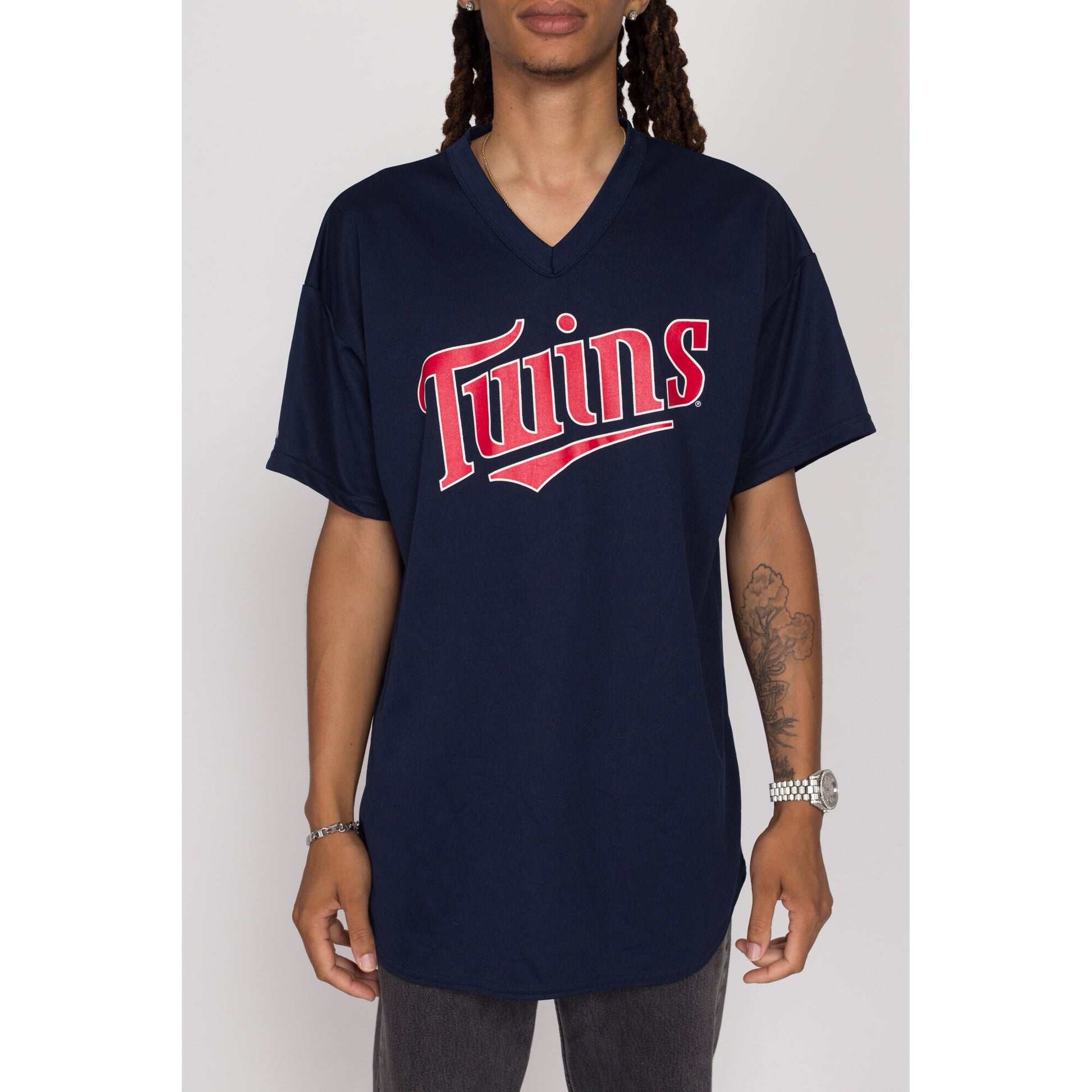 XL 90s Minnesota Twins MLB Majestic Baseball Jersey | Vintage Navy Blue Streetwear Athletic Uniform Shirt