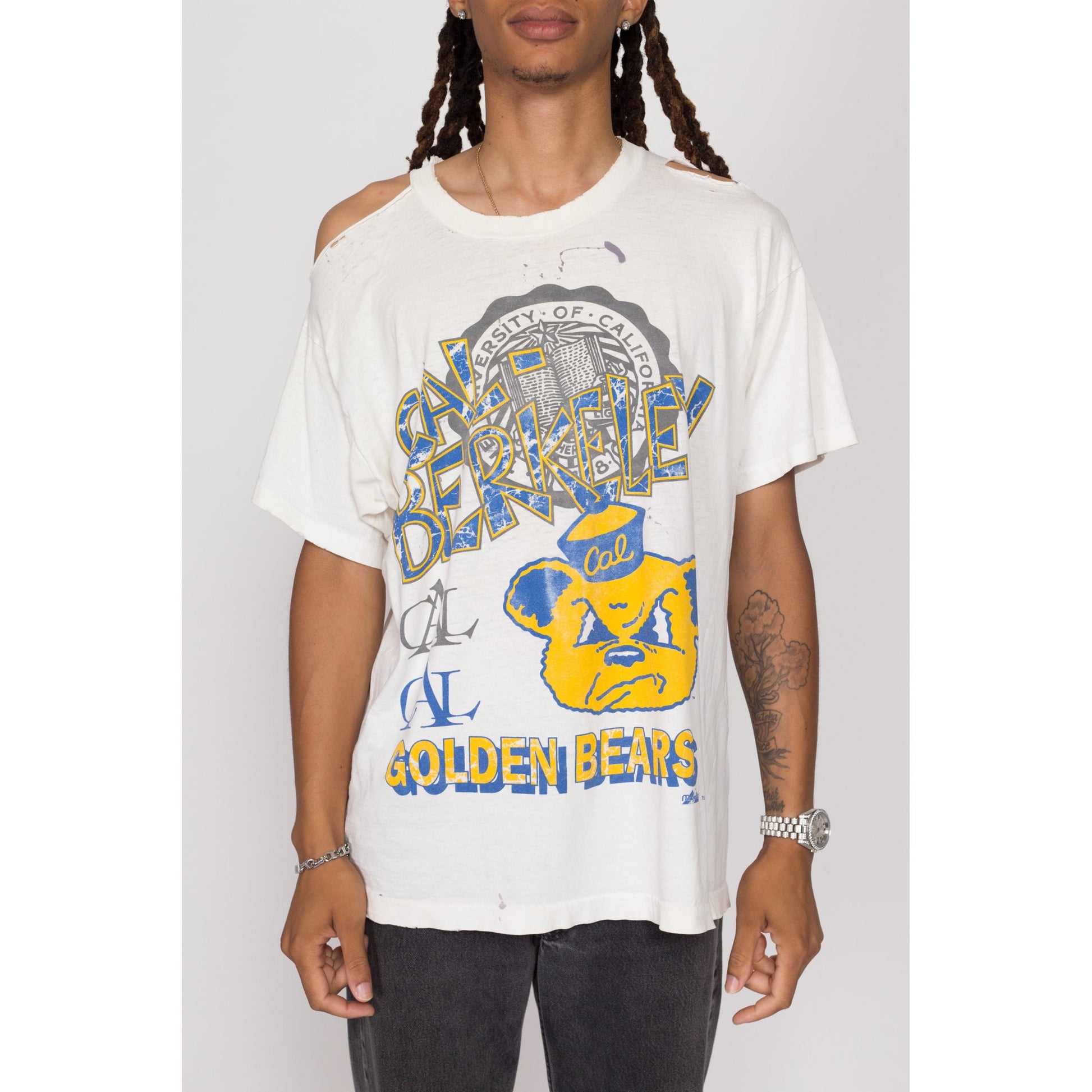XL 90s UC Berkeley Golden Bears Distressed T Shirt | Vintage California Mascot Graphic College Tee