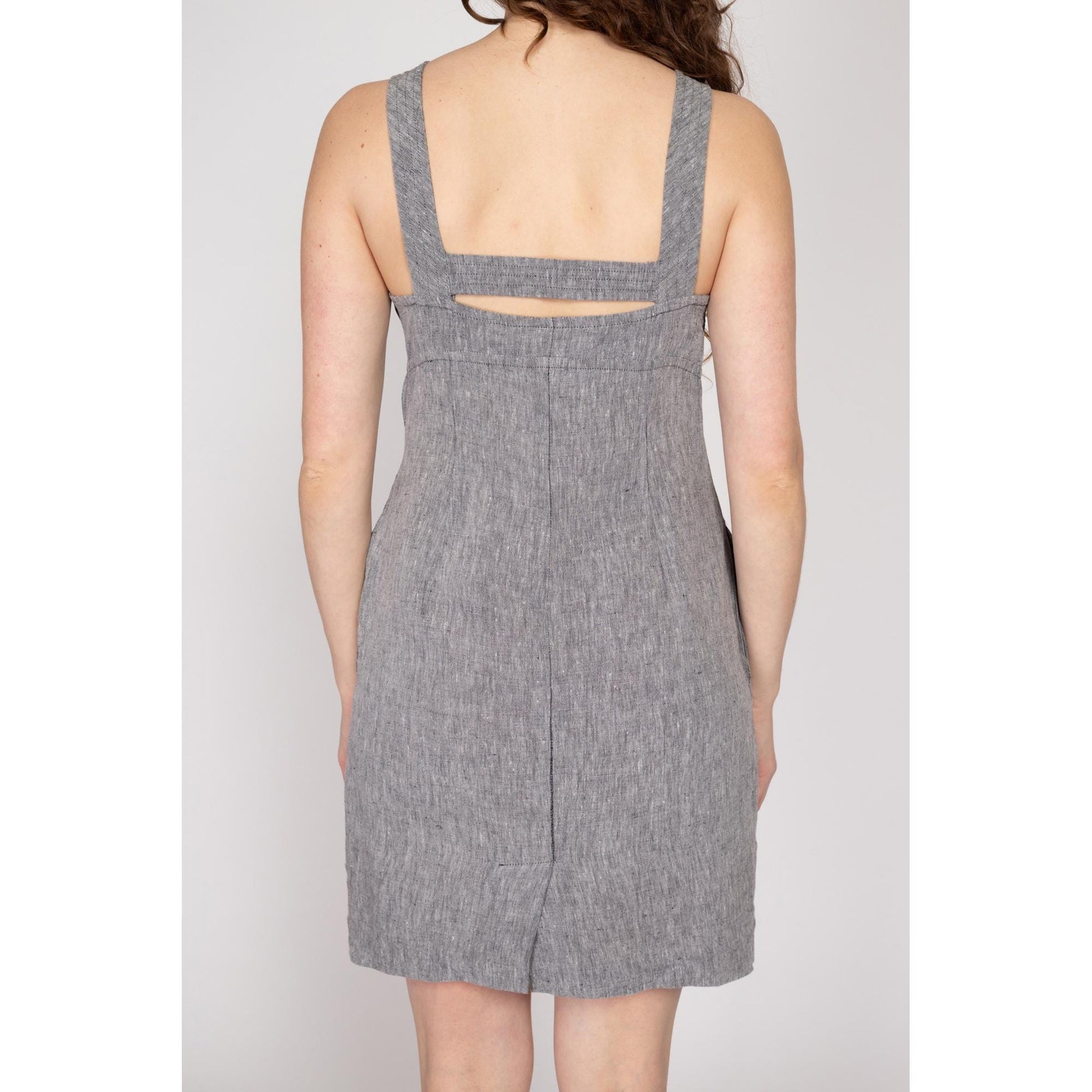 90s Max Mara Grey Linen Mini Dress - Medium Flying Apple Vintage 90s Max Mara Grey Linen Mini Dress - Medium Flying Apple Vintage