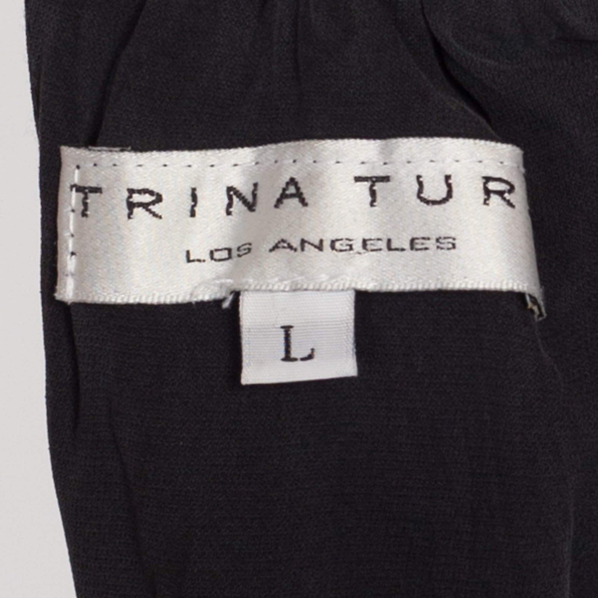 Medium Y2K Trina Turk Black Rhinestone Collar Top | Vintage Sleeveless Jeweled Halter Blouse