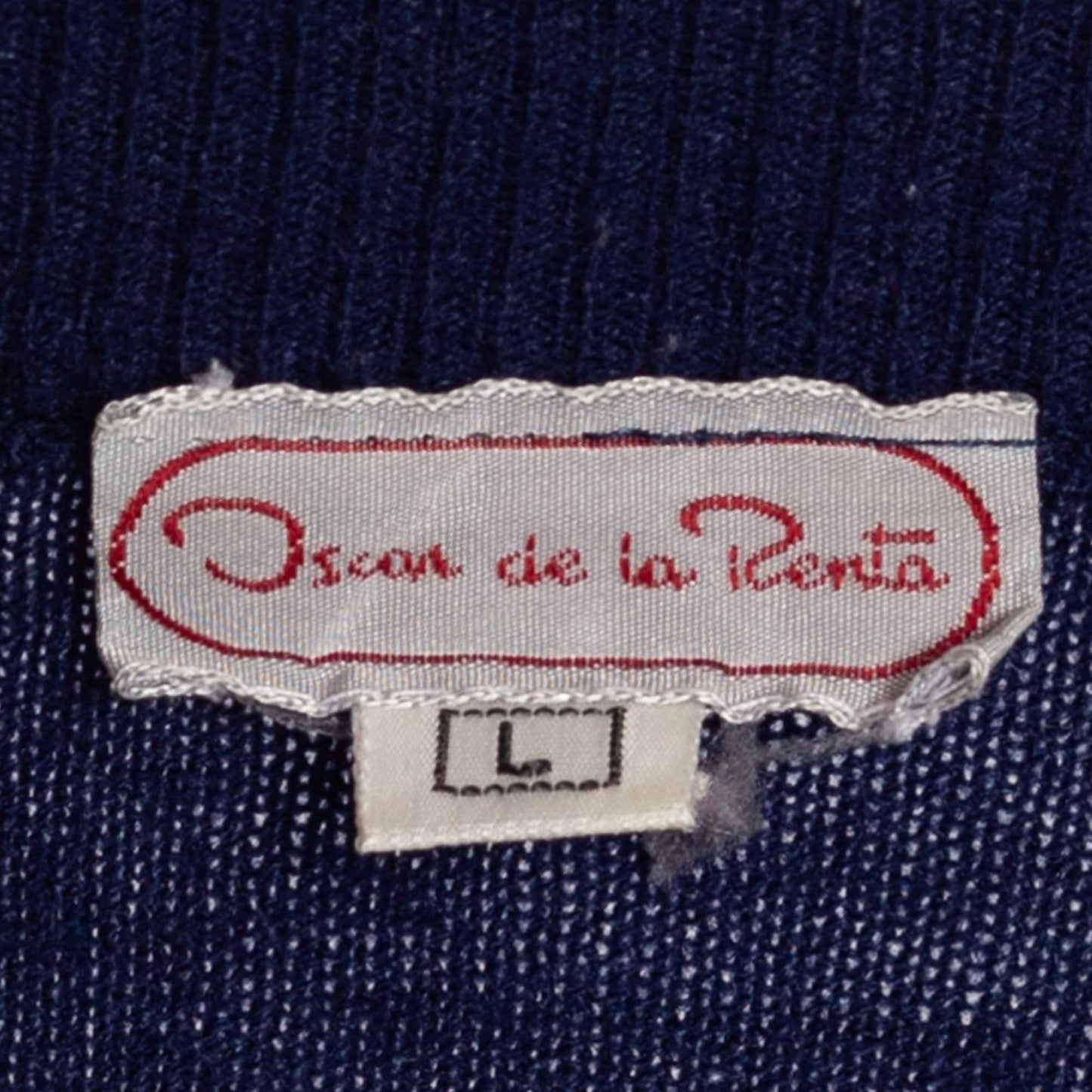 Large 80s Oscar De La Renta Striped Sweater | Vintage Navy Blue Slouchy Knit Pullover Jumper