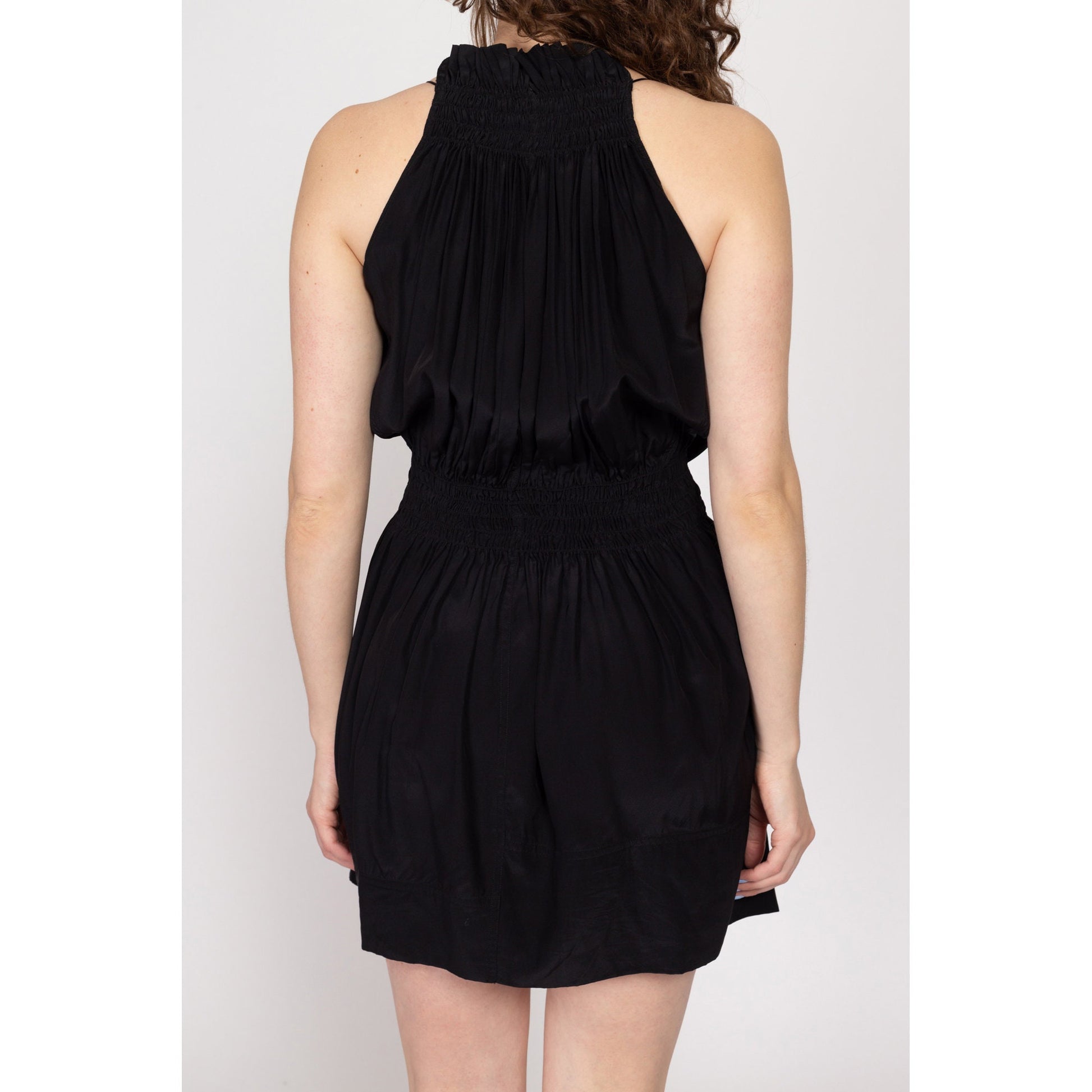 XS-Med Y2K Marc Jacobs Black Silk Mini Dress | Vintage Keyhole Neck Cocktail Party Dress