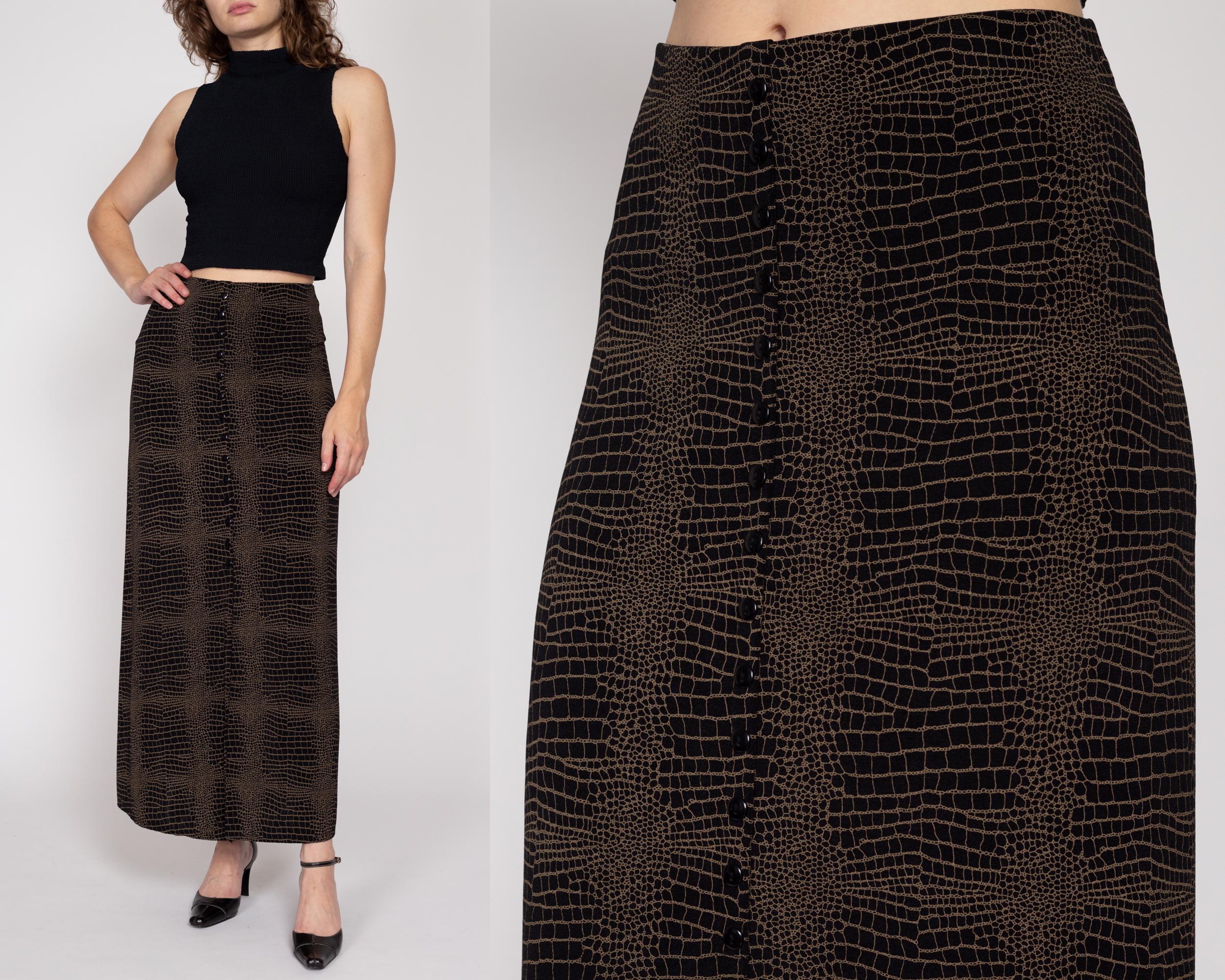 XL 1X 90s Slinky Snakeskin Print Maxi Skirt