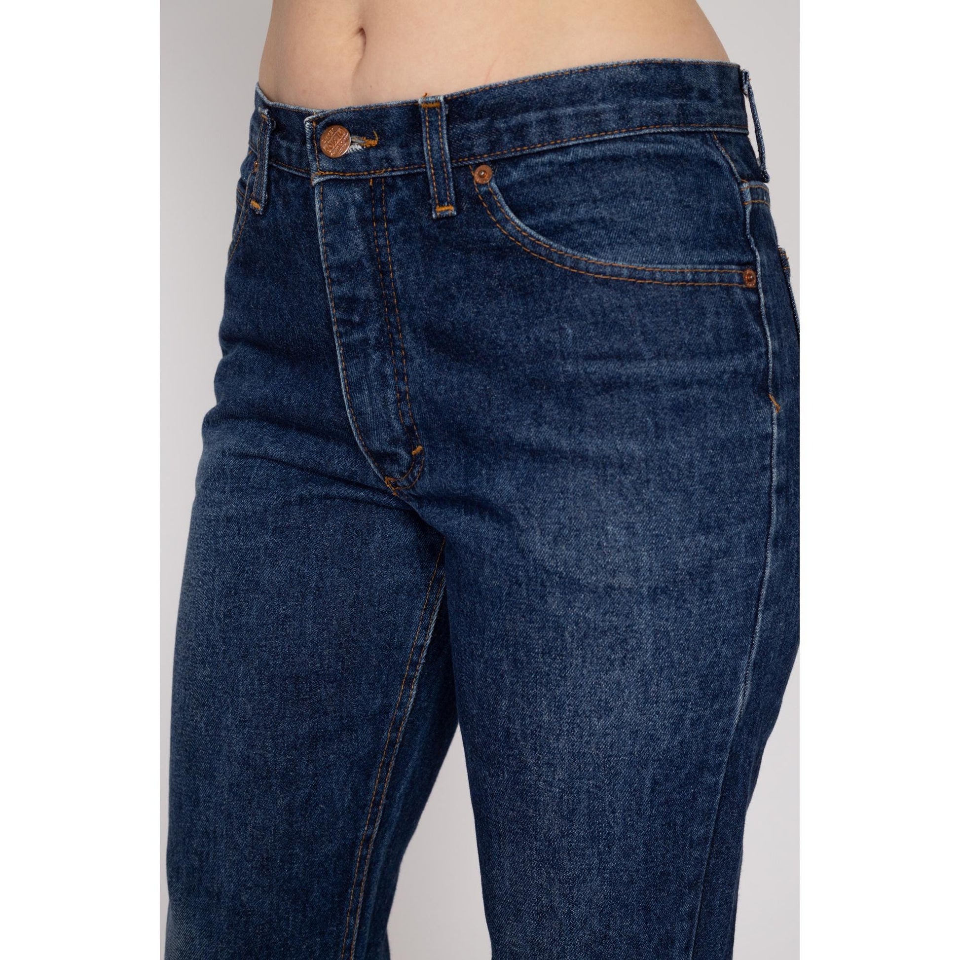 Medium 90s Dark Wash Bootcut Jeans 31" | Vintage Stonewash Denim Mid Rise Mom Jeans