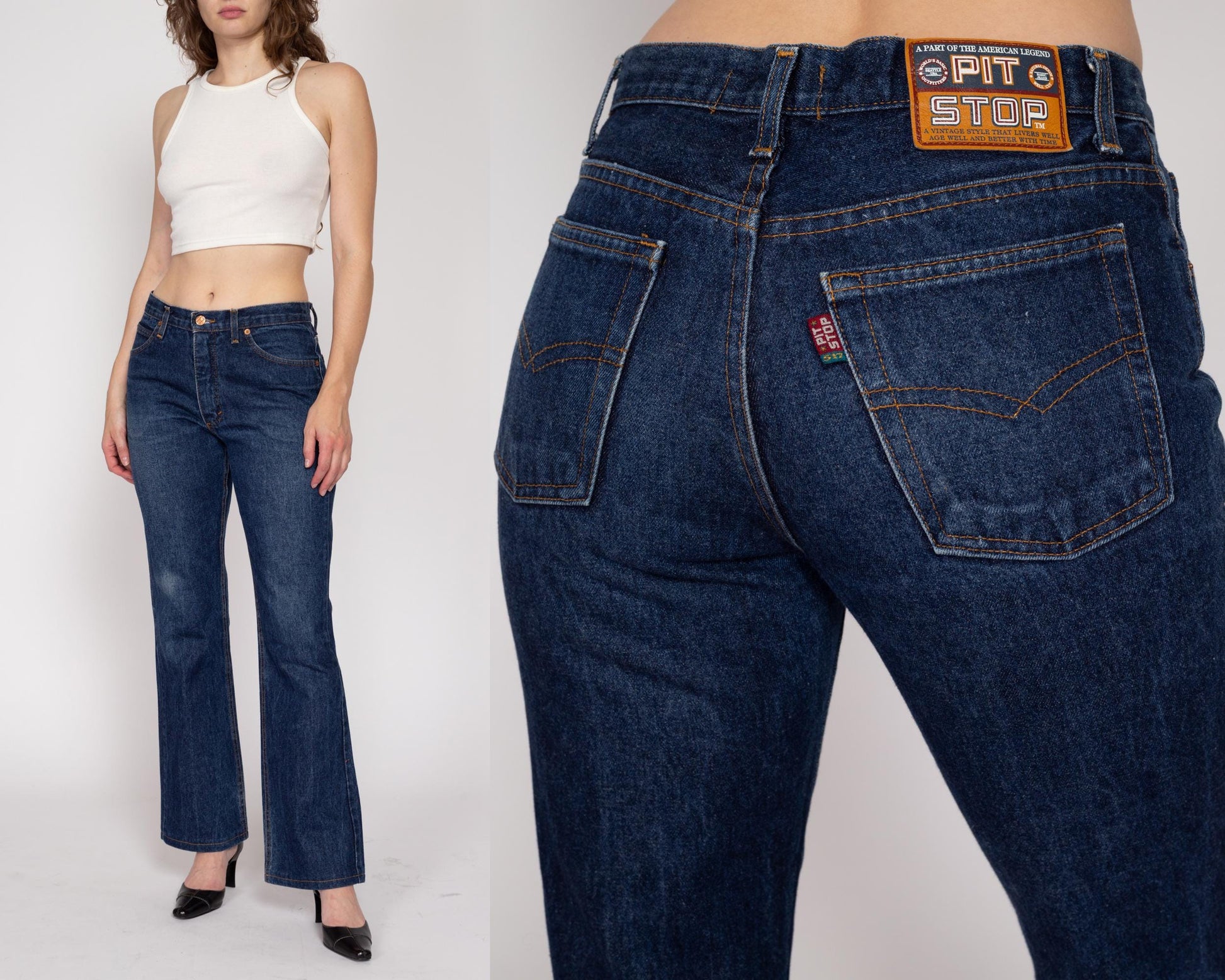 Medium 90s Dark Wash Bootcut Jeans 31" | Vintage Stonewash Denim Mid Rise Mom Jeans