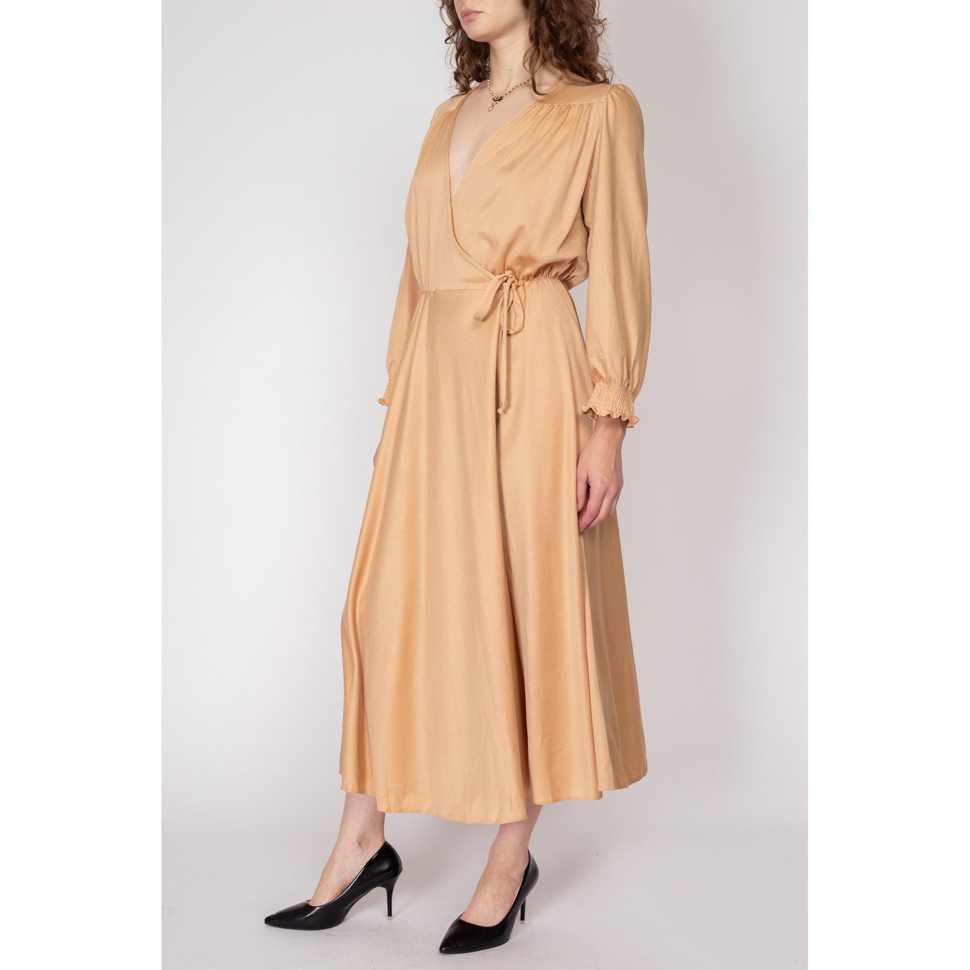70s Camel Maxi Wrap Lounge Dress 70s Camel Maxi Wrap Lounge Dress