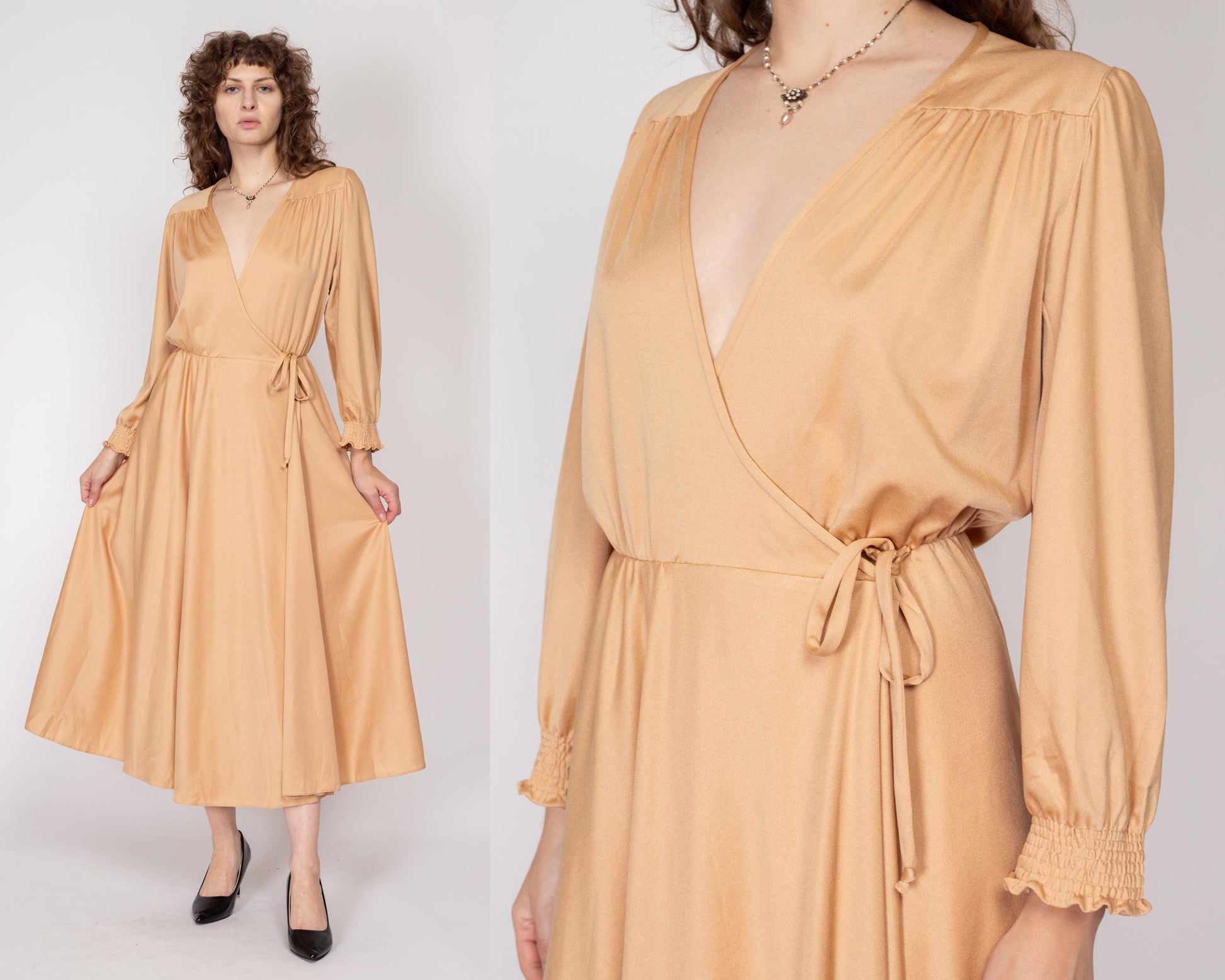 70s Camel Maxi Wrap Lounge Dress 70s Camel Maxi Wrap Lounge Dress