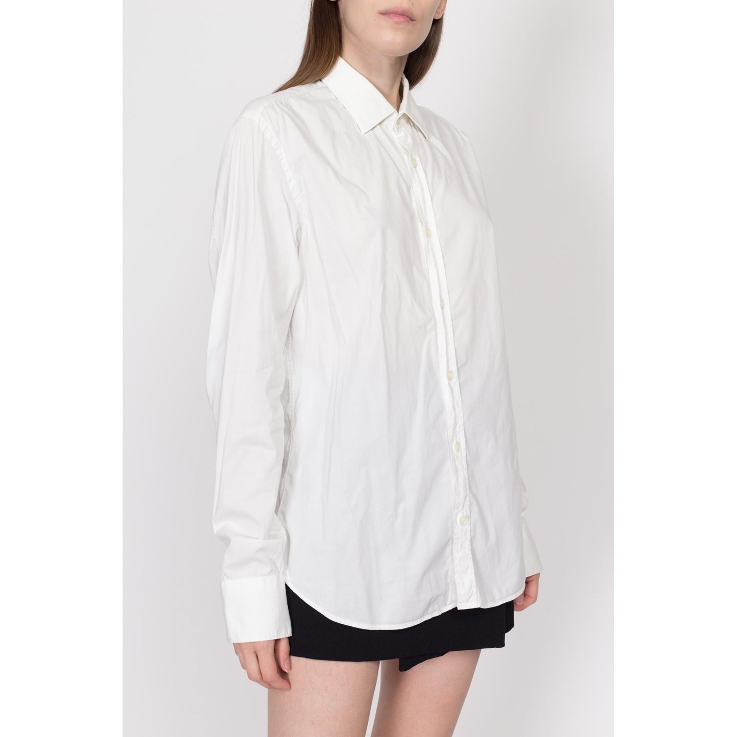 Med-Lrg Love Moschino Peace Sign Men's Collared Shirt | Y2K White Button Up Long Sleeve Designer Top