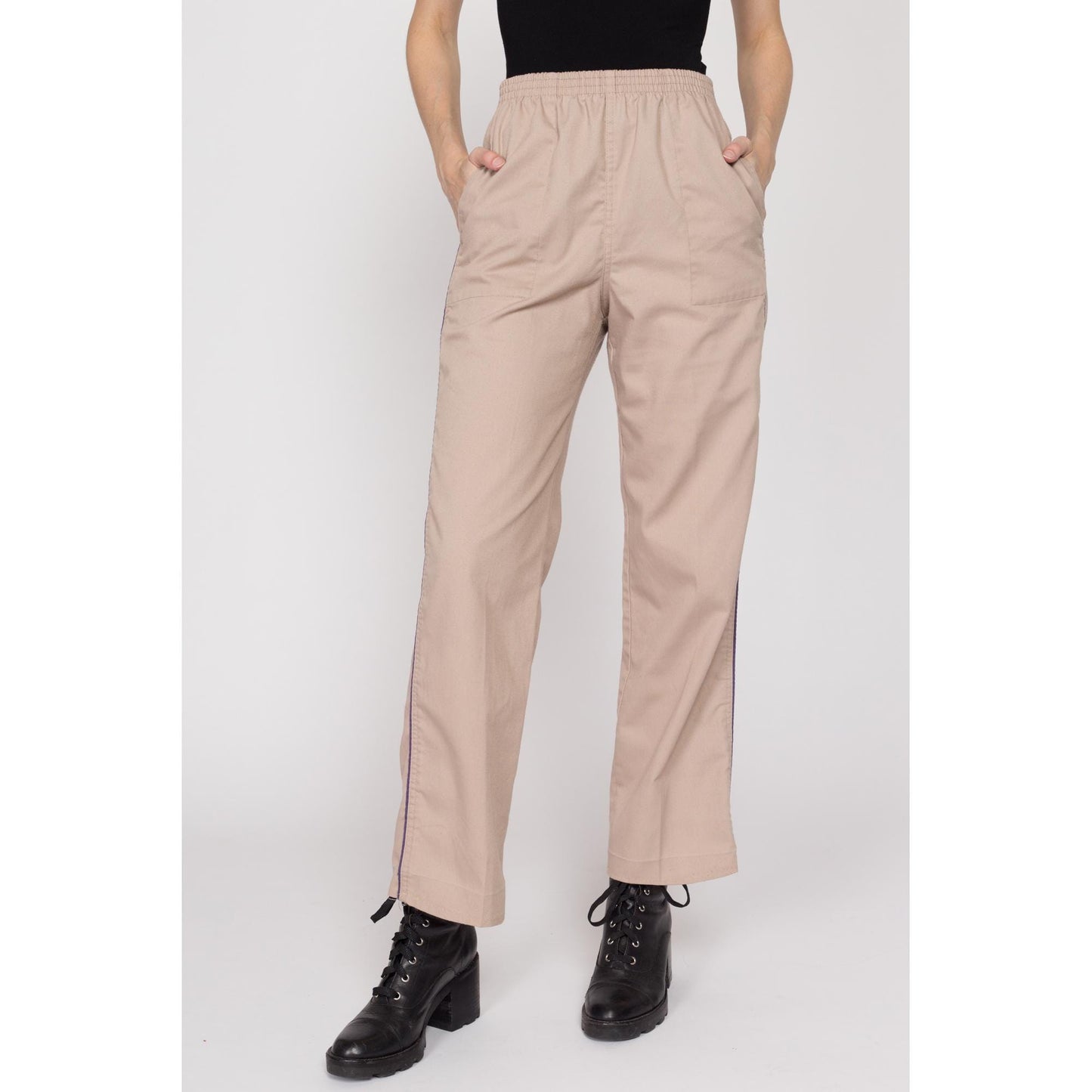 Sm-Med 80s Levi's Athletic Pants | Vintage 1984 Olympics Levis Tan Elastic Waist Casual Trousers