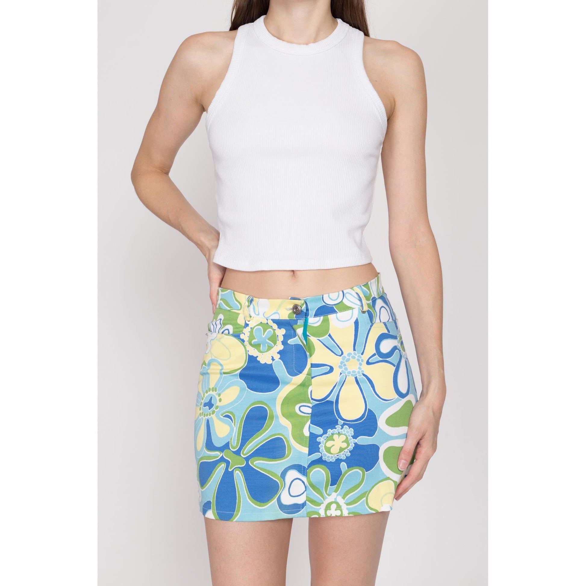 XS-Sm Y2K Flower Power Mid Rise Mini Skirt – Flying Apple Vintage