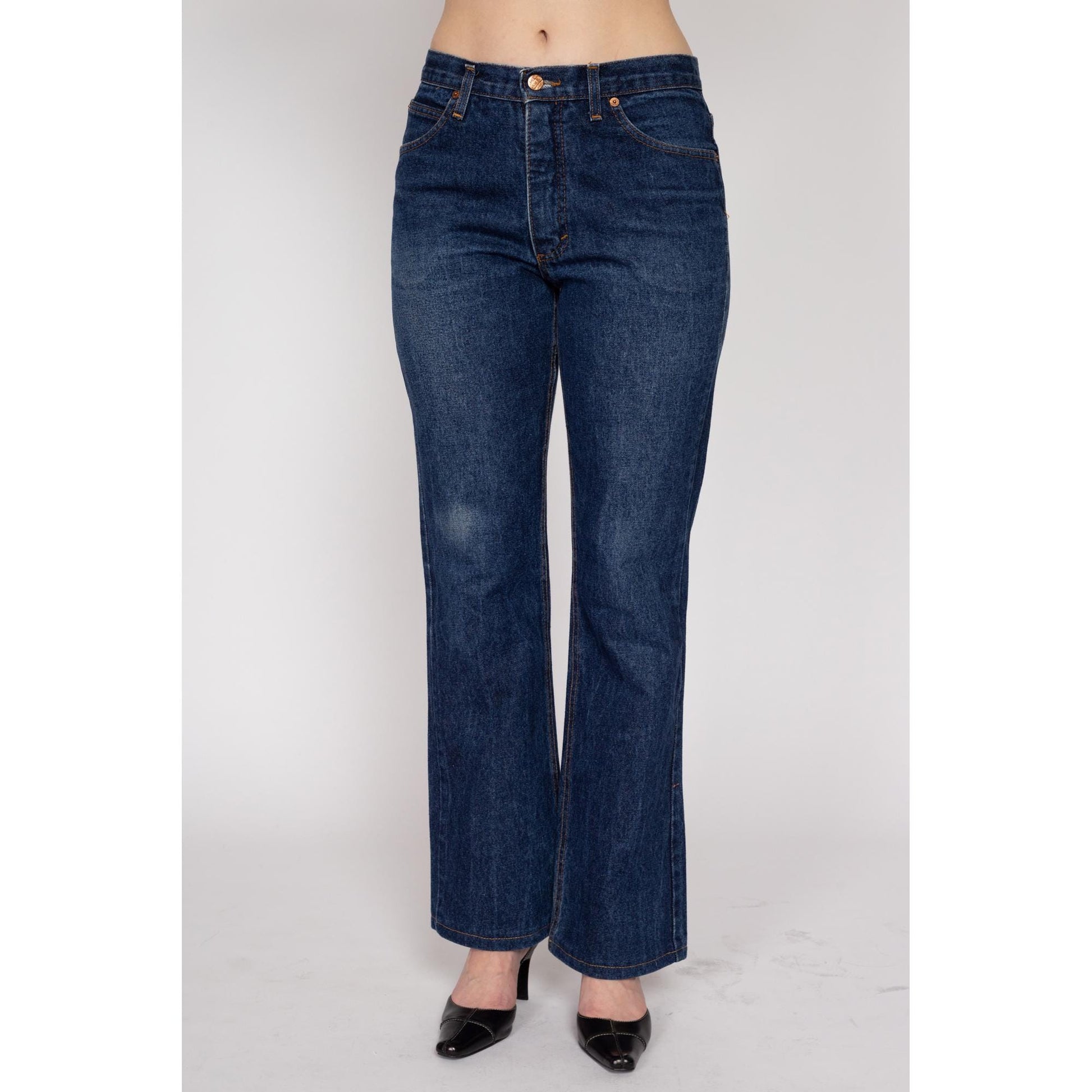 Medium 90s Dark Wash Bootcut Jeans 31" | Vintage Stonewash Denim Mid Rise Mom Jeans