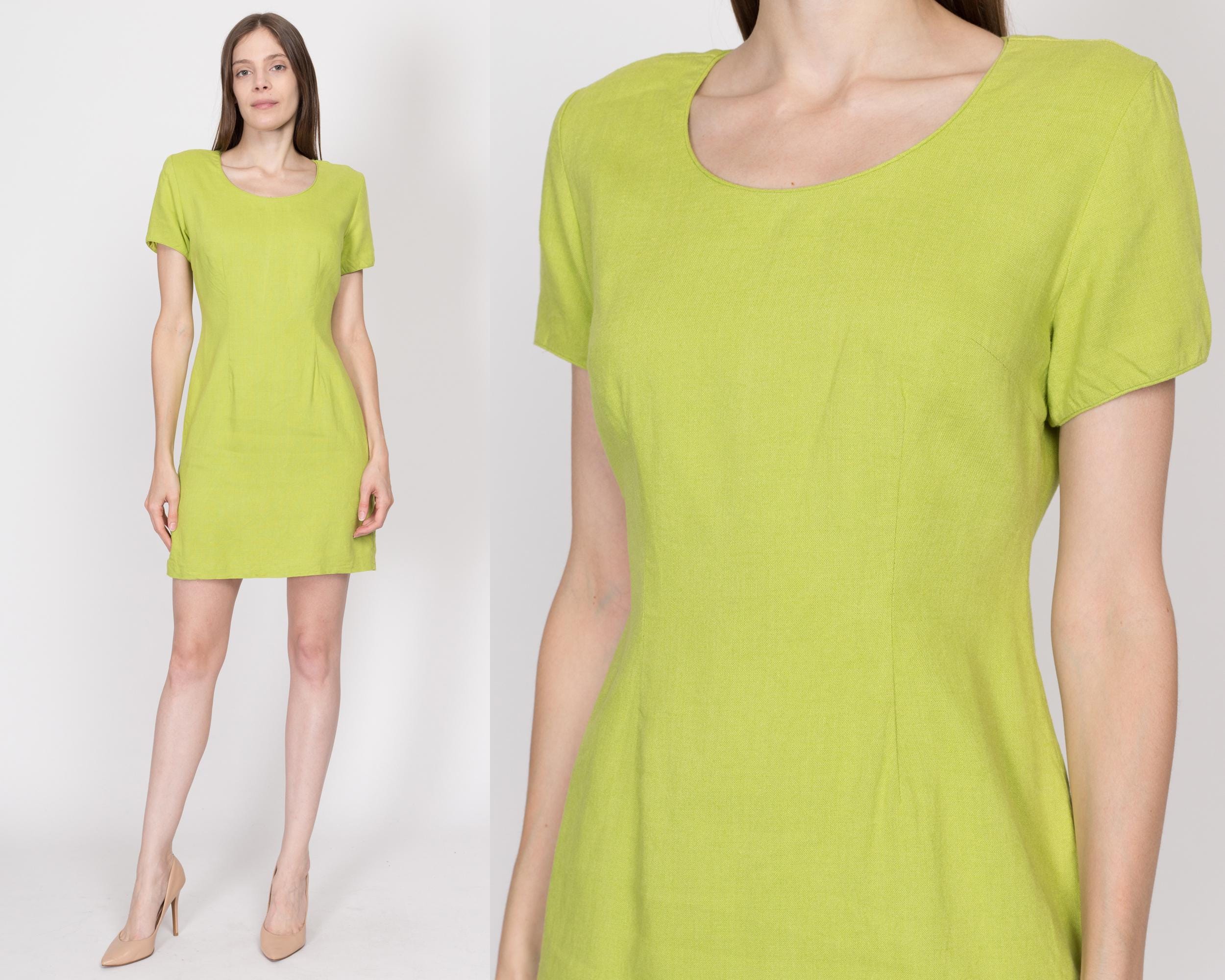 Petite Medium 80s Lime Green Mini Cocktail Dress – Flying Apple Vintage
