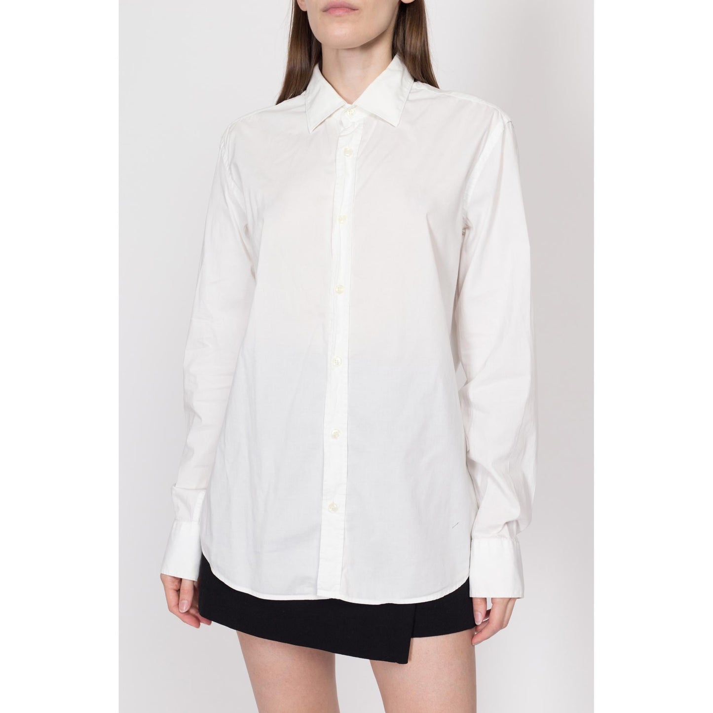 Med-Lrg Love Moschino Peace Sign Men's Collared Shirt | Y2K White Button Up Long Sleeve Designer Top