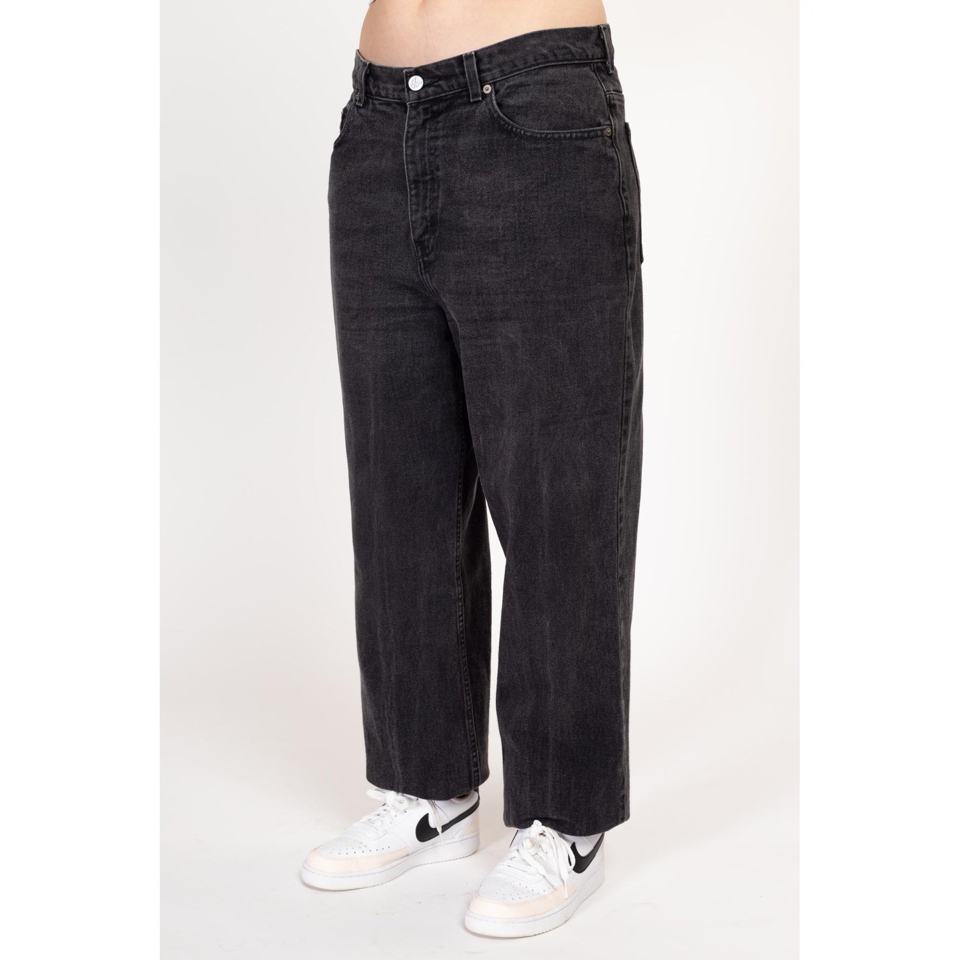 Large Vintage Black Calvin Klein Jeans 32" | 90s Y2K CK Denim Tapered Leg Mom Jeans