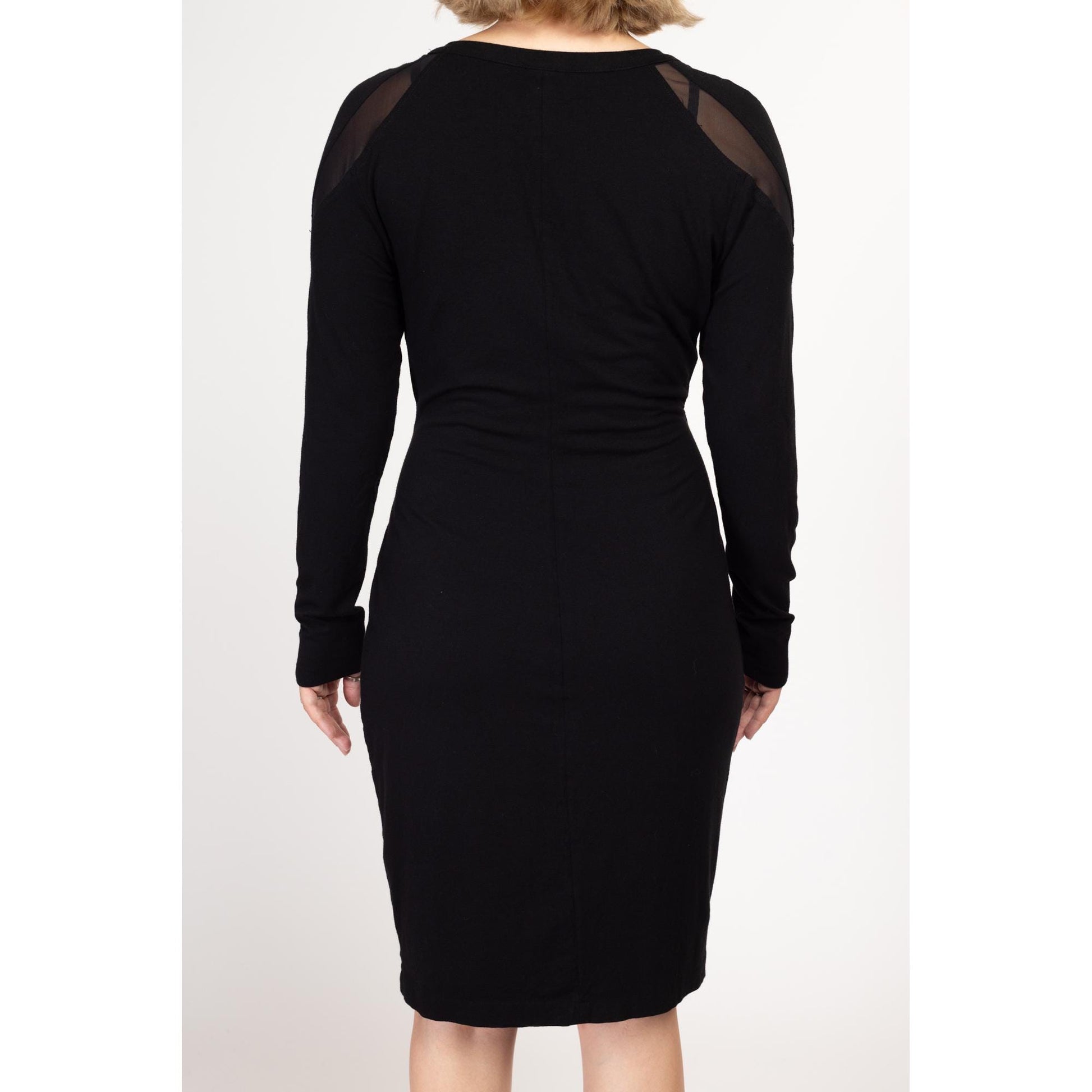 Large Y2K Cache Black Bodycon Long Sleeve Mini Dress Flying Apple Vintage Large Y2K Cache Black Bodycon Long Sleeve Mini Dress Flying Apple Vintage