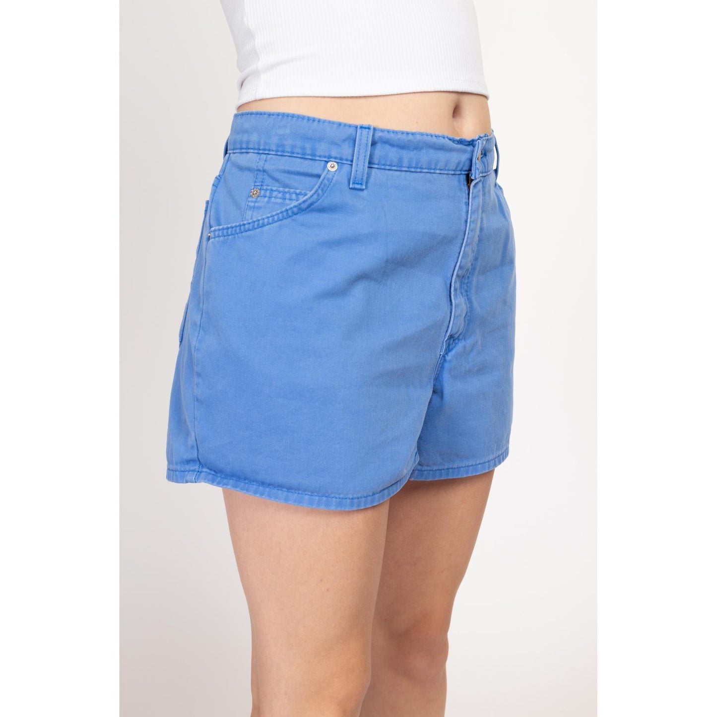 Large 90s Levis Cornflower Blue Loose Fit Shorts 34" | Vintage Levi's Casual Cotton Mid High Waisted Shorts