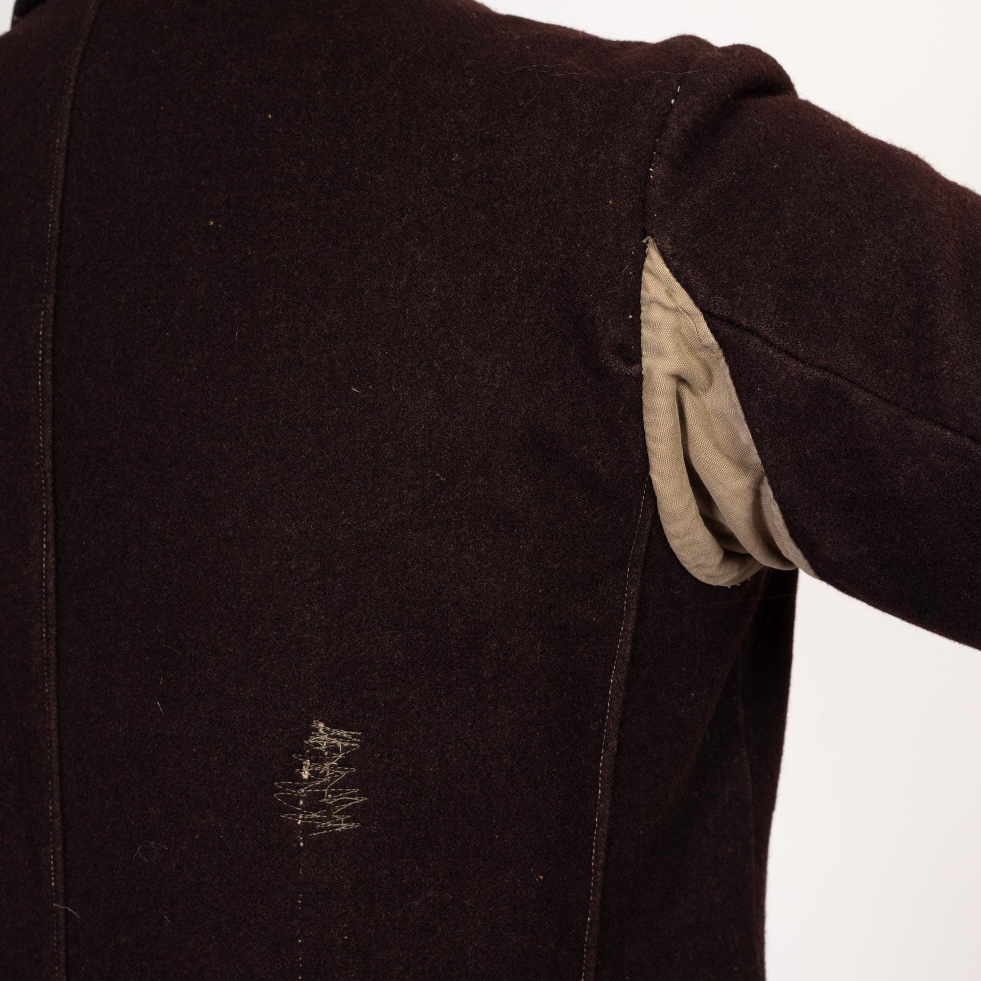 Medium 1940s WWII Swedish M39 Wool Army Jacket | Vintage 40s Sabo Stil Passform Stvrka Dark Brown Military Surplus Field Coat