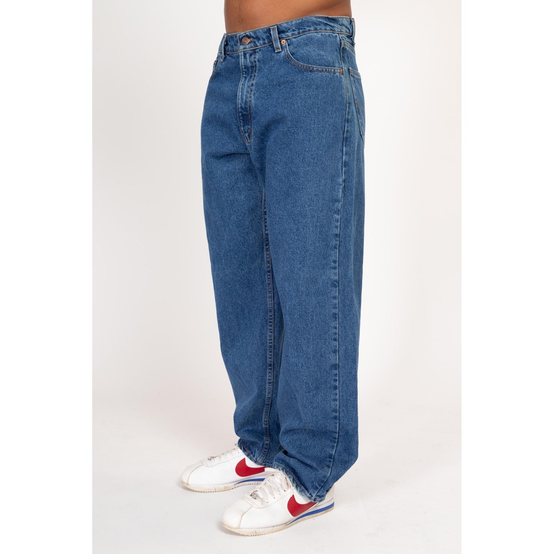 36x32 90s Levis 565 Loose Fit Jeans | Vintage Levi's Made In USA Dark Wash Denim Baggy Wide Leg Dad Jeans