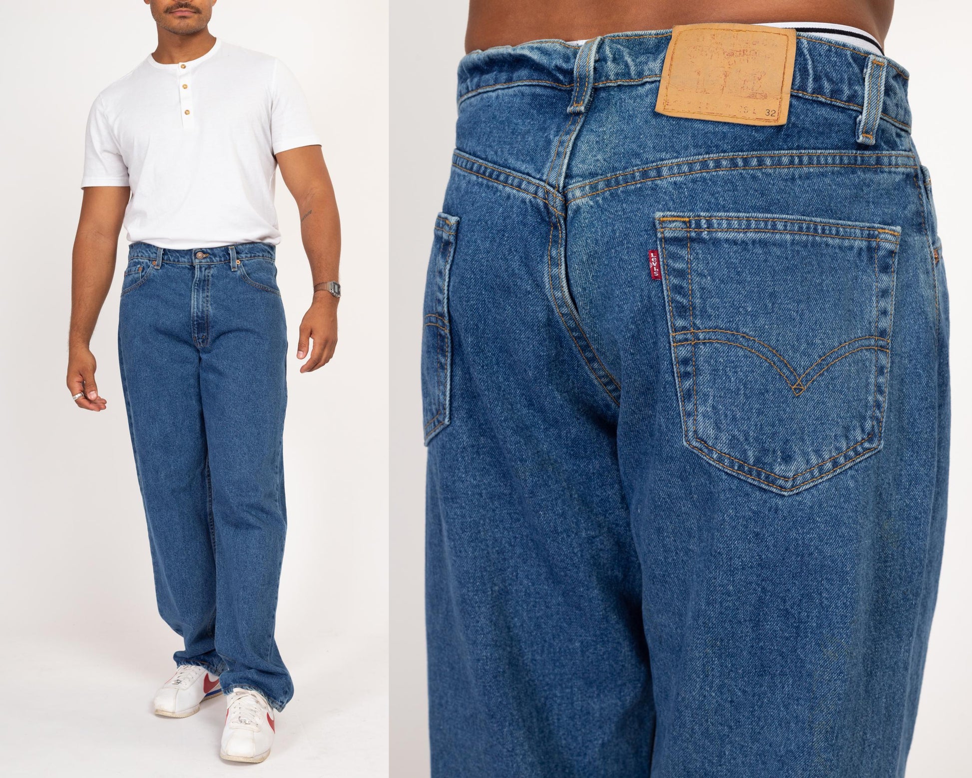36x32 90s Levis 565 Loose Fit Jeans | Vintage Levi's Made In USA Dark Wash Denim Baggy Wide Leg Dad Jeans