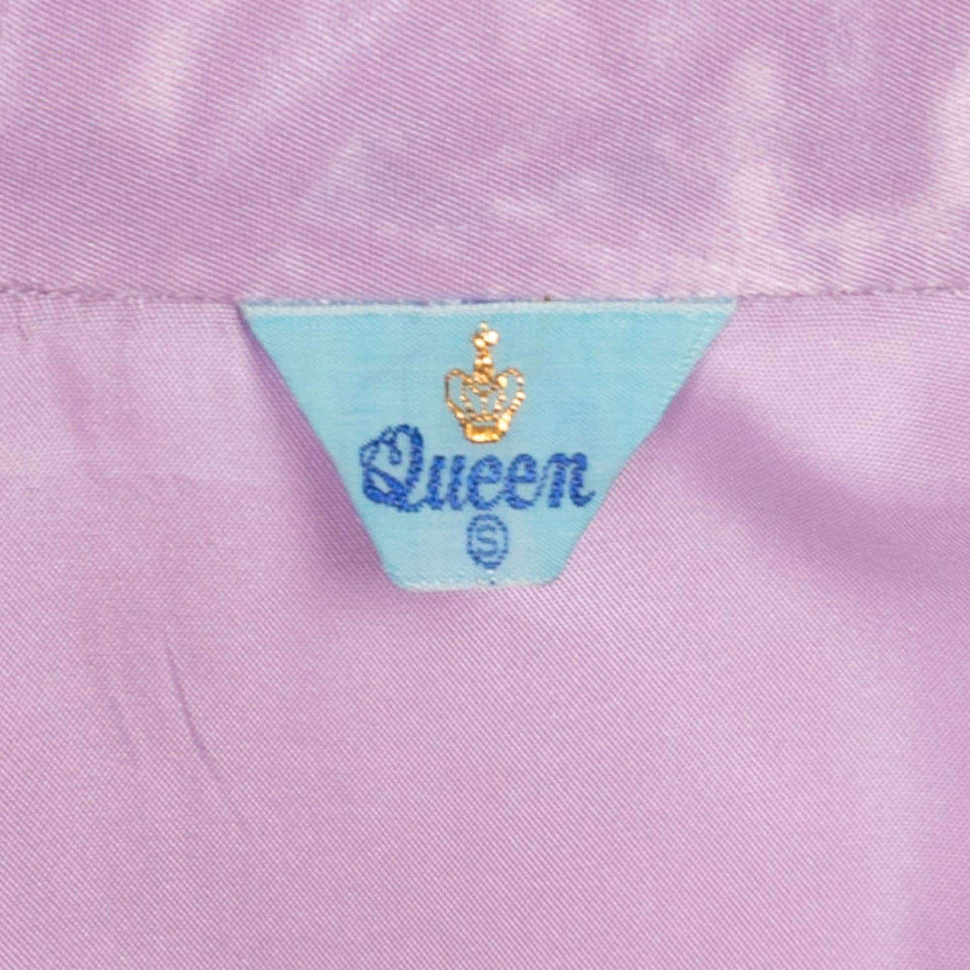 Small 80s Lilac Purple Satin Robe & Top | Vintage Embroidered Chinese Matching Loungewear Set